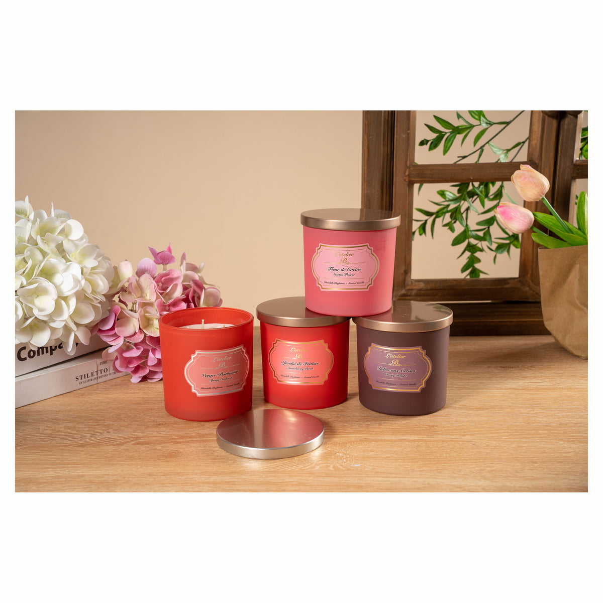 Bougie parfumée fabriquée à la cire de soya naturelle avec fragrance de qualité supérieure, choix entre 12 fragrances