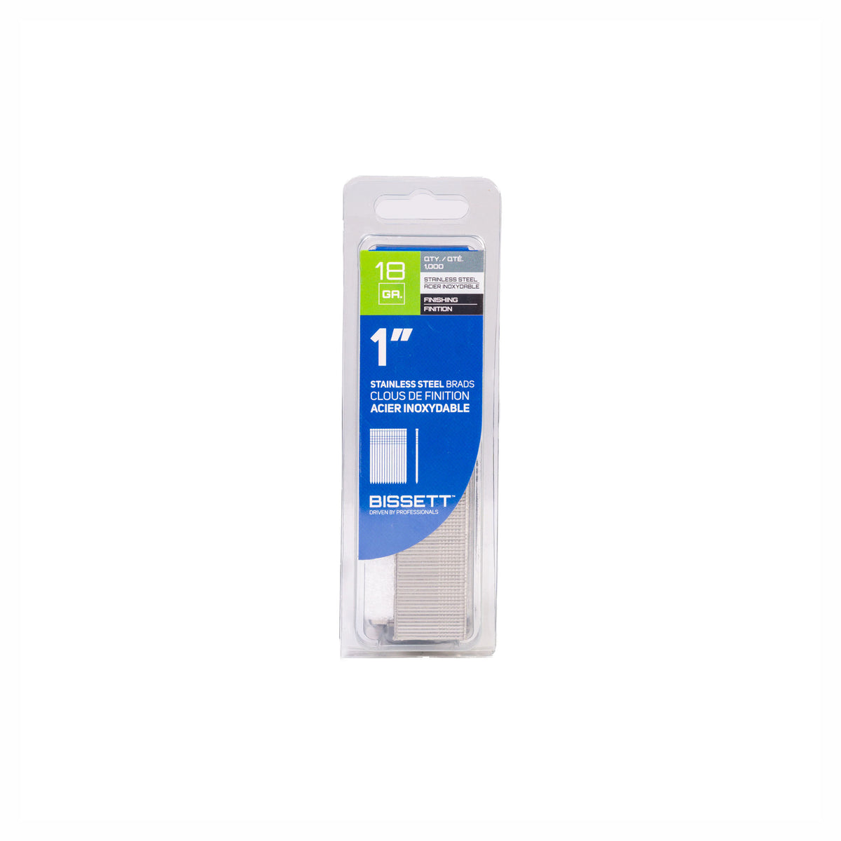 Clous de finition de calibre 18 en acier inoxydable, 1" (1 000 unités)