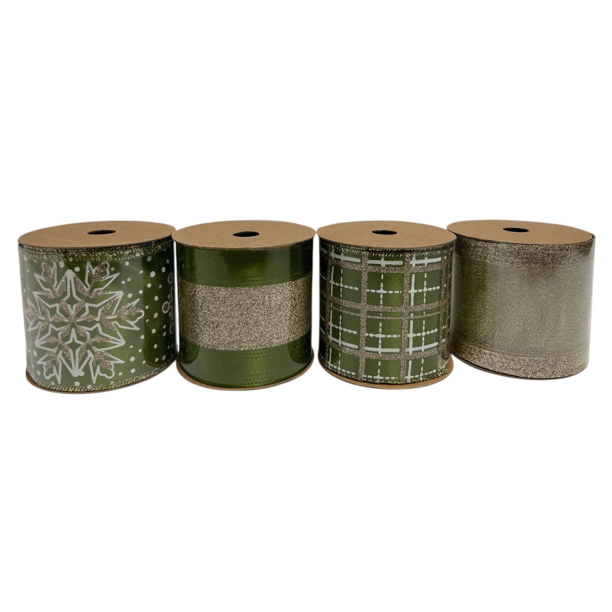 Ruban de Noël décoratif en vert et or scintillant, 2,36" x 2,7 m (choix entre 4 modèles) 