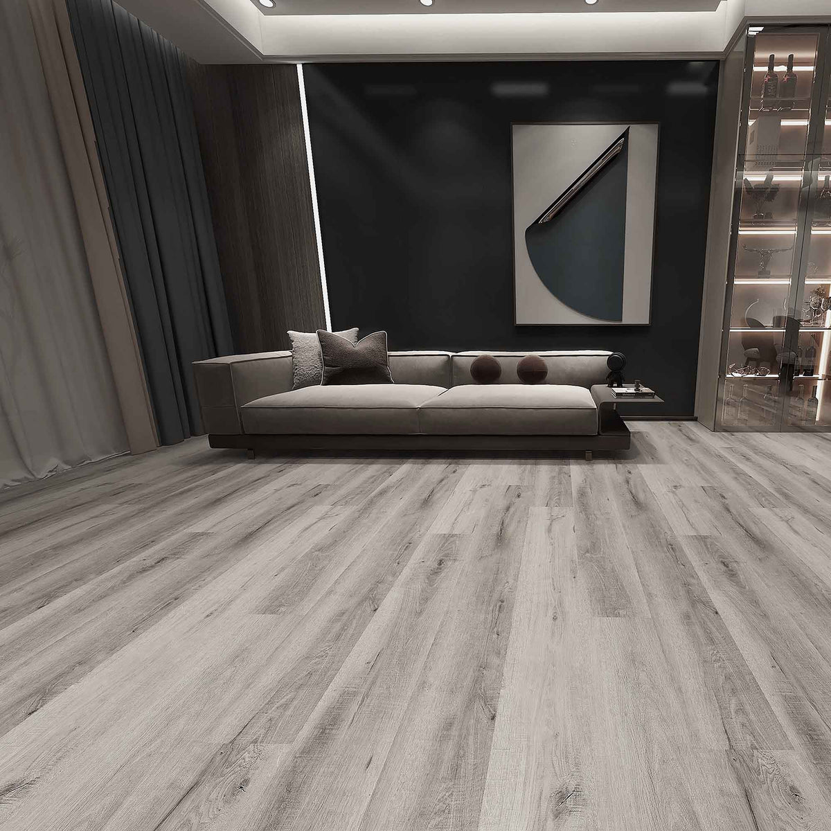 Plancher de vinyle SPC noyer Wells de 5,5 mm, 5,91'' x 48''