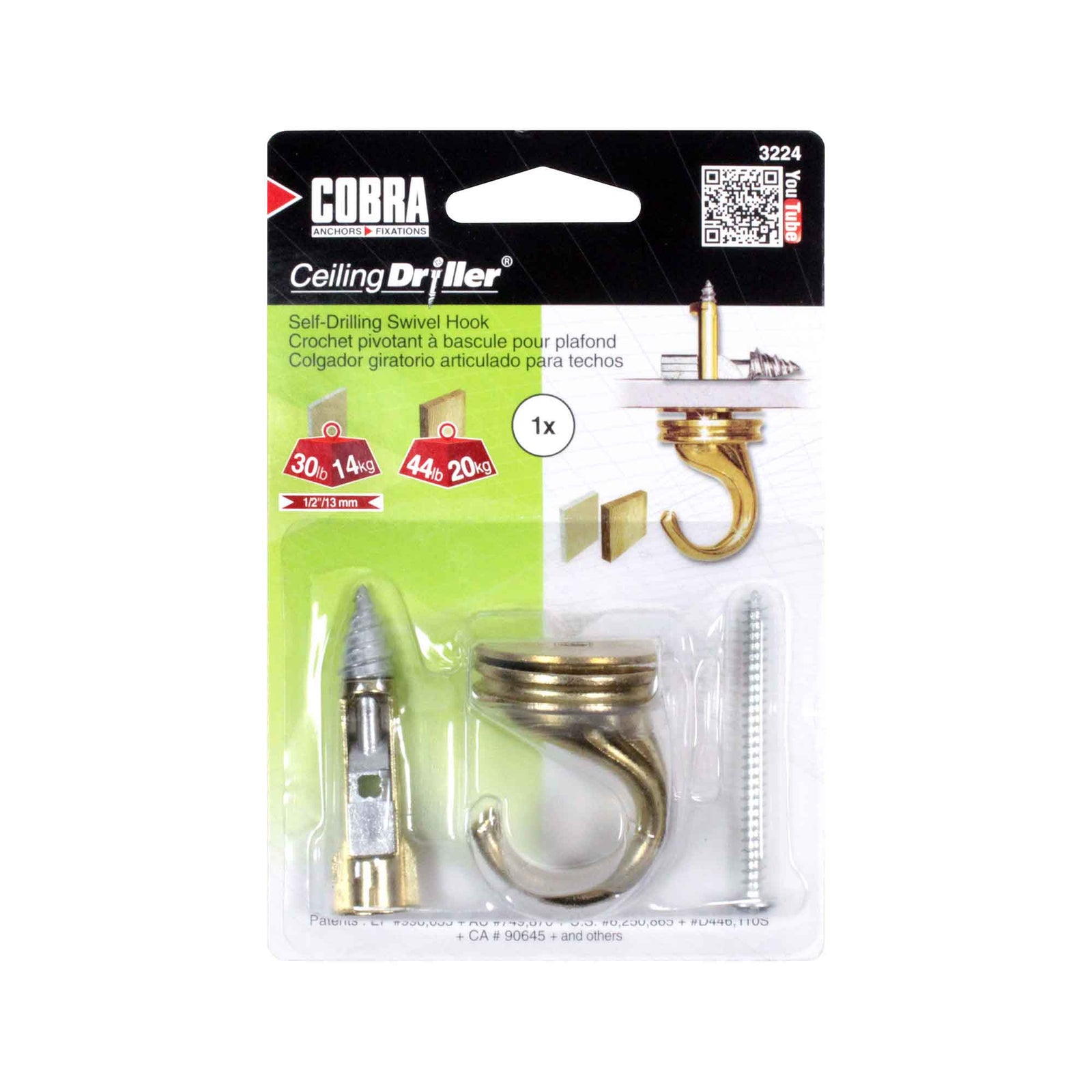 Crochet pivotant pour plante Ceiling Driller, laiton