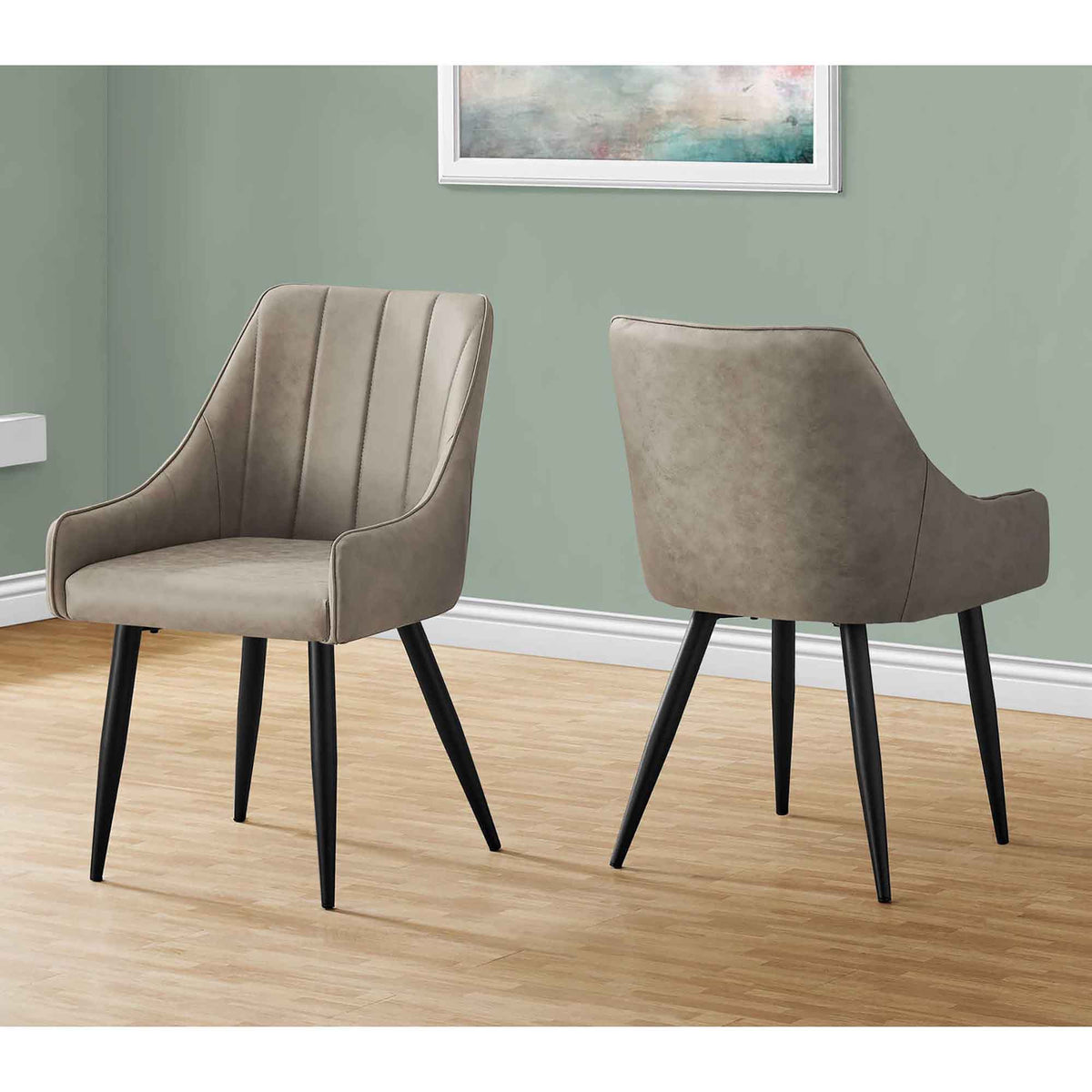 Ensemble de chaises de salle à manger en similicuir et en métal, 2 unités (noir et taupe)