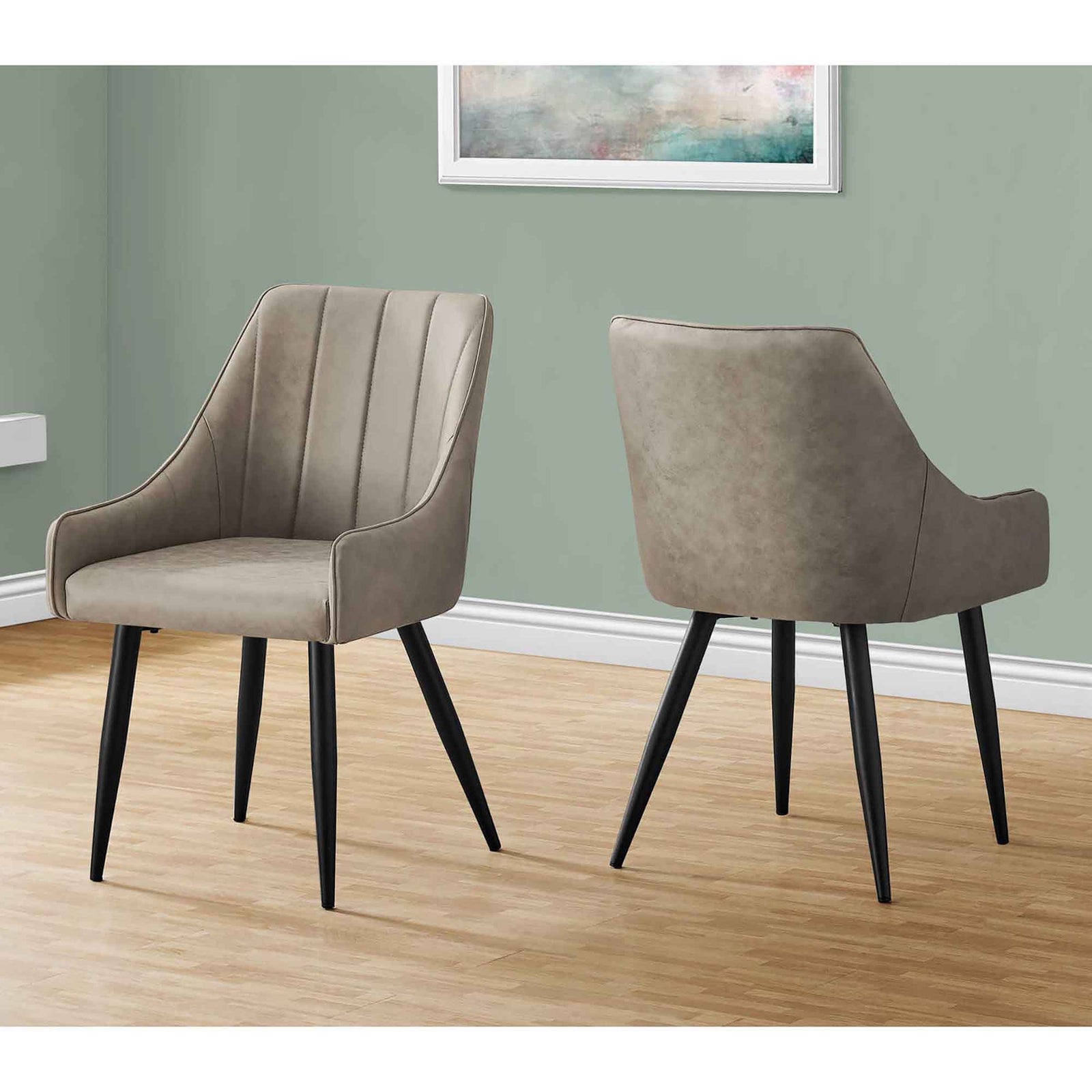 Ensemble de chaises de salle à manger en similicuir et en métal, 2 unités (noir et taupe)