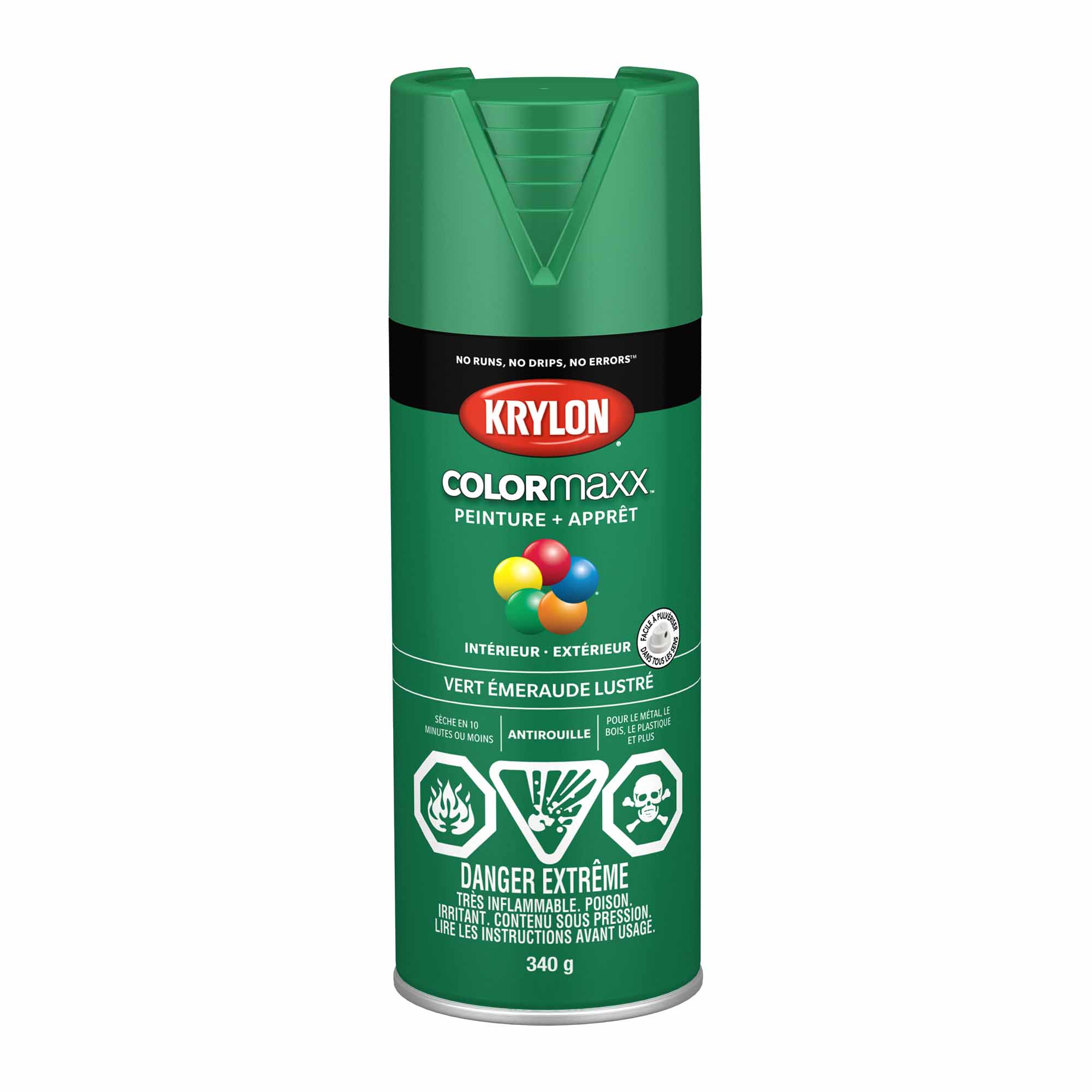 Krylon aérosol COLORMAXX peinture + apprêt vert émeraude lustré, 340 g