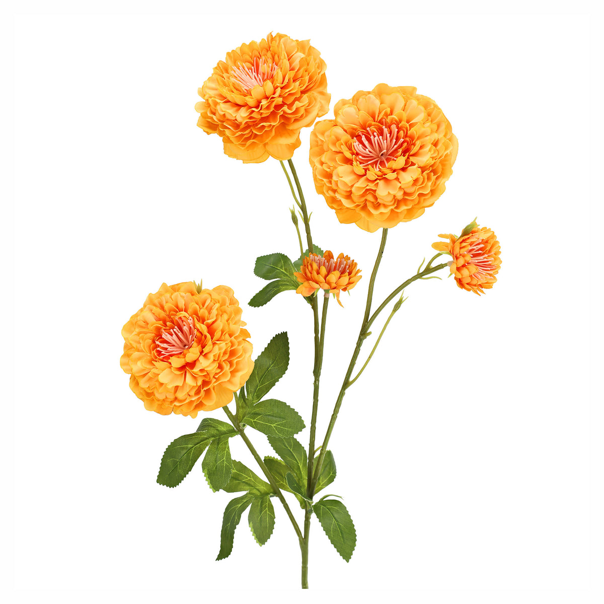 Branche de zinnia artificiel à fleurs multiples, 32,82" (orange)