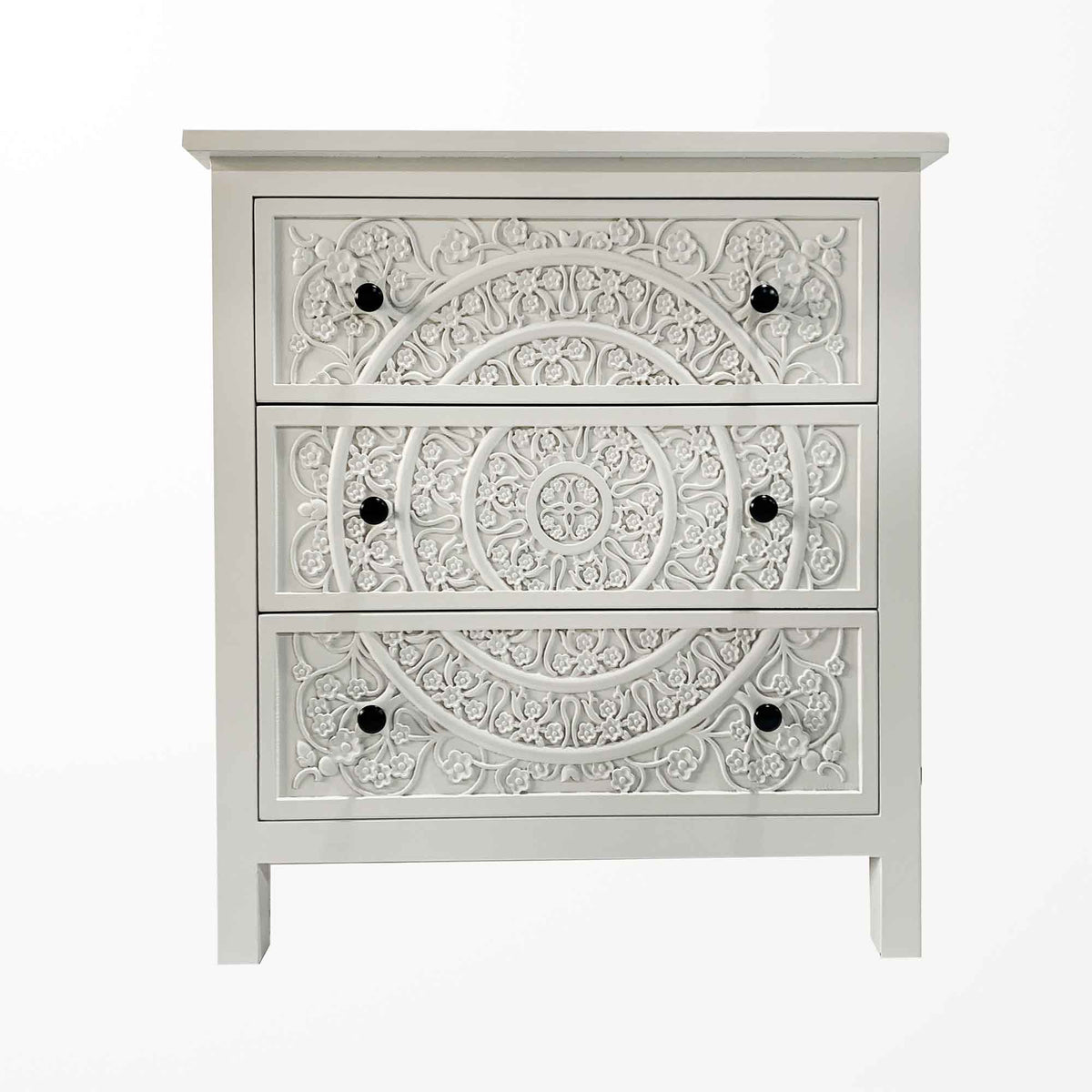 Commode ornée blanche, 28-1/4&#39;&#39; x 14&#39;&#39; x 31&#39;&#39; 