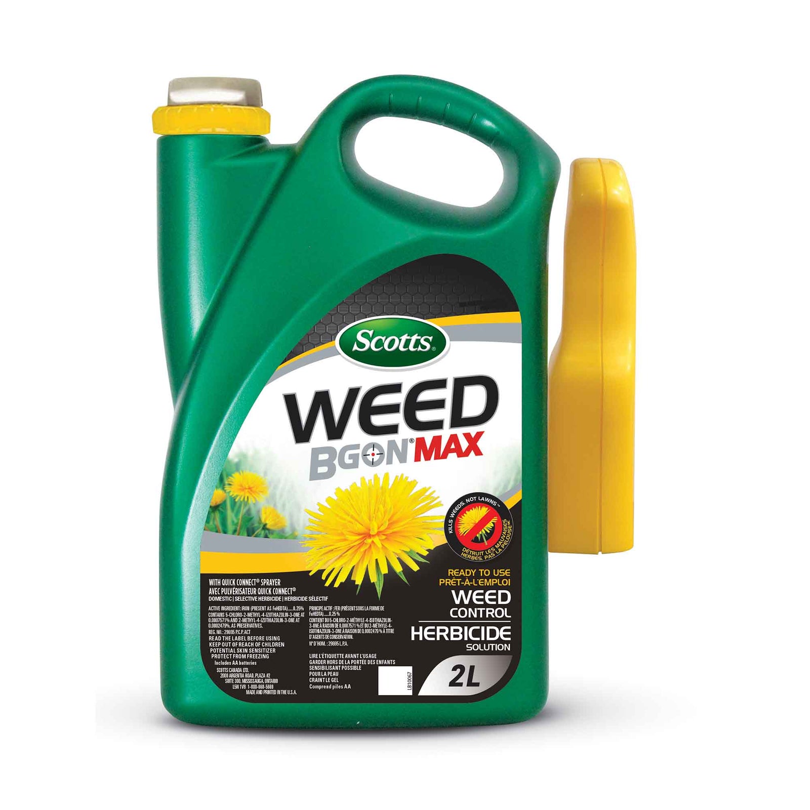 Herbicide Weed B Gon Max pour mauvaises herbes prêt à l'emploi avec pulvérisateur Quick Connect, 2 L