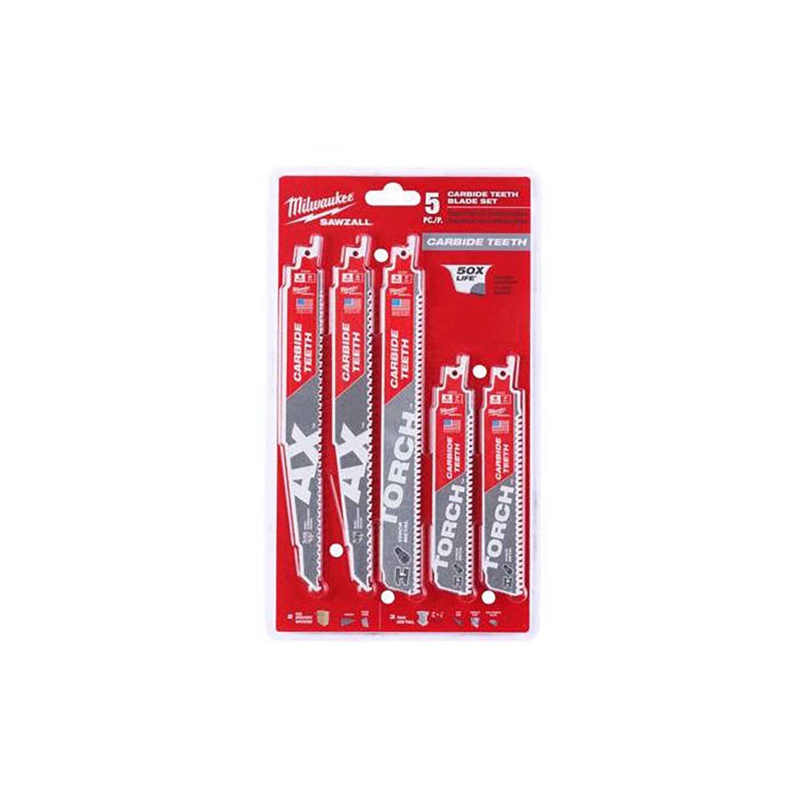 Jeu de lames à dents en carbure pour scie alternative, 5 pièces