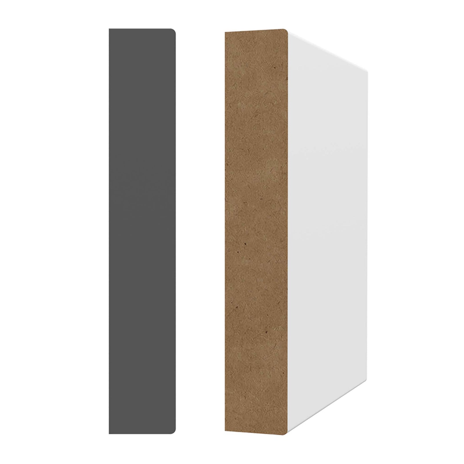 Moulure rectangulaire en MDF avec apprêt blanc, 3/4" x 4-1/2" x 8' 
