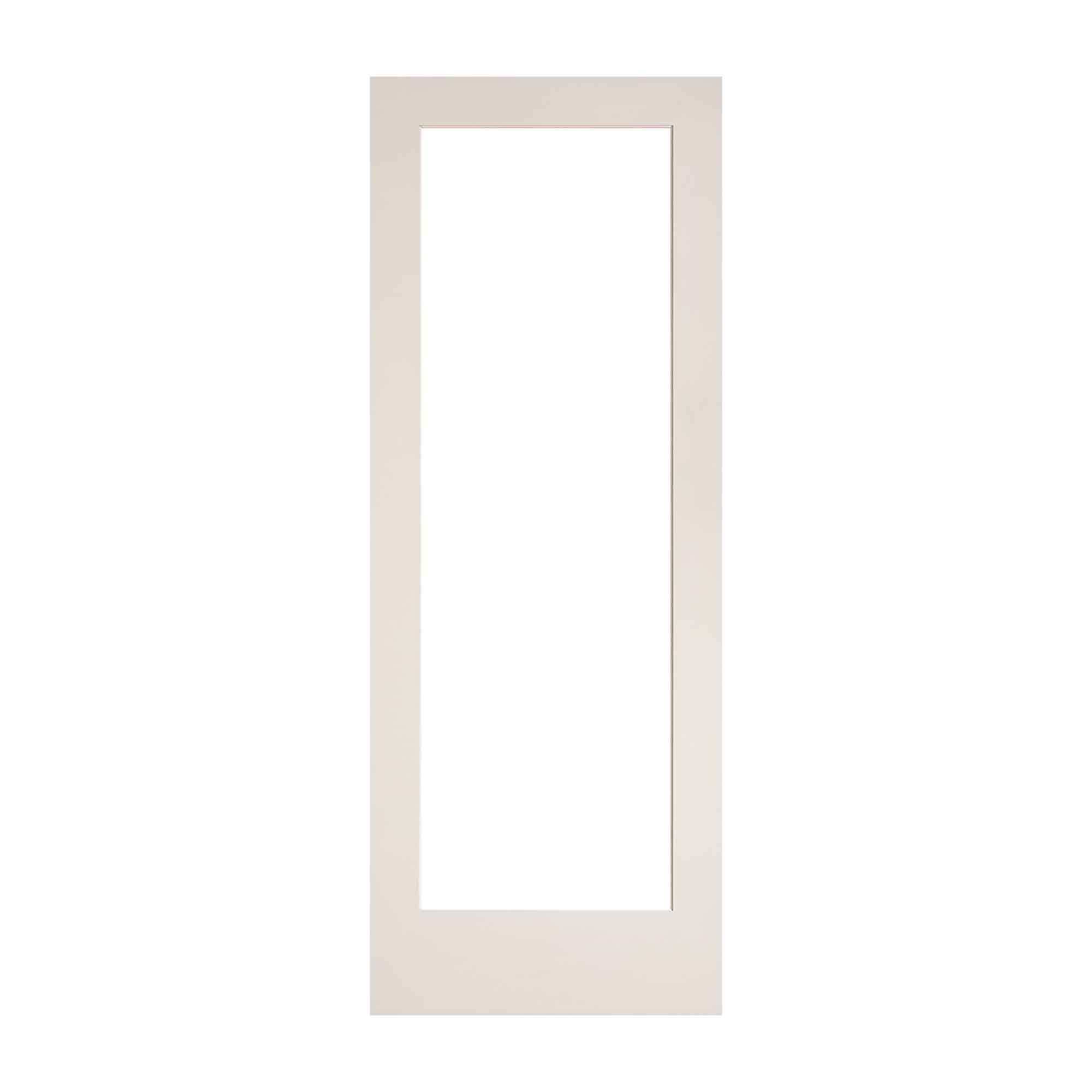 Porte Française de style Shaker à 1 verre clair avec apprêt blanc, 32'' x 80'' 