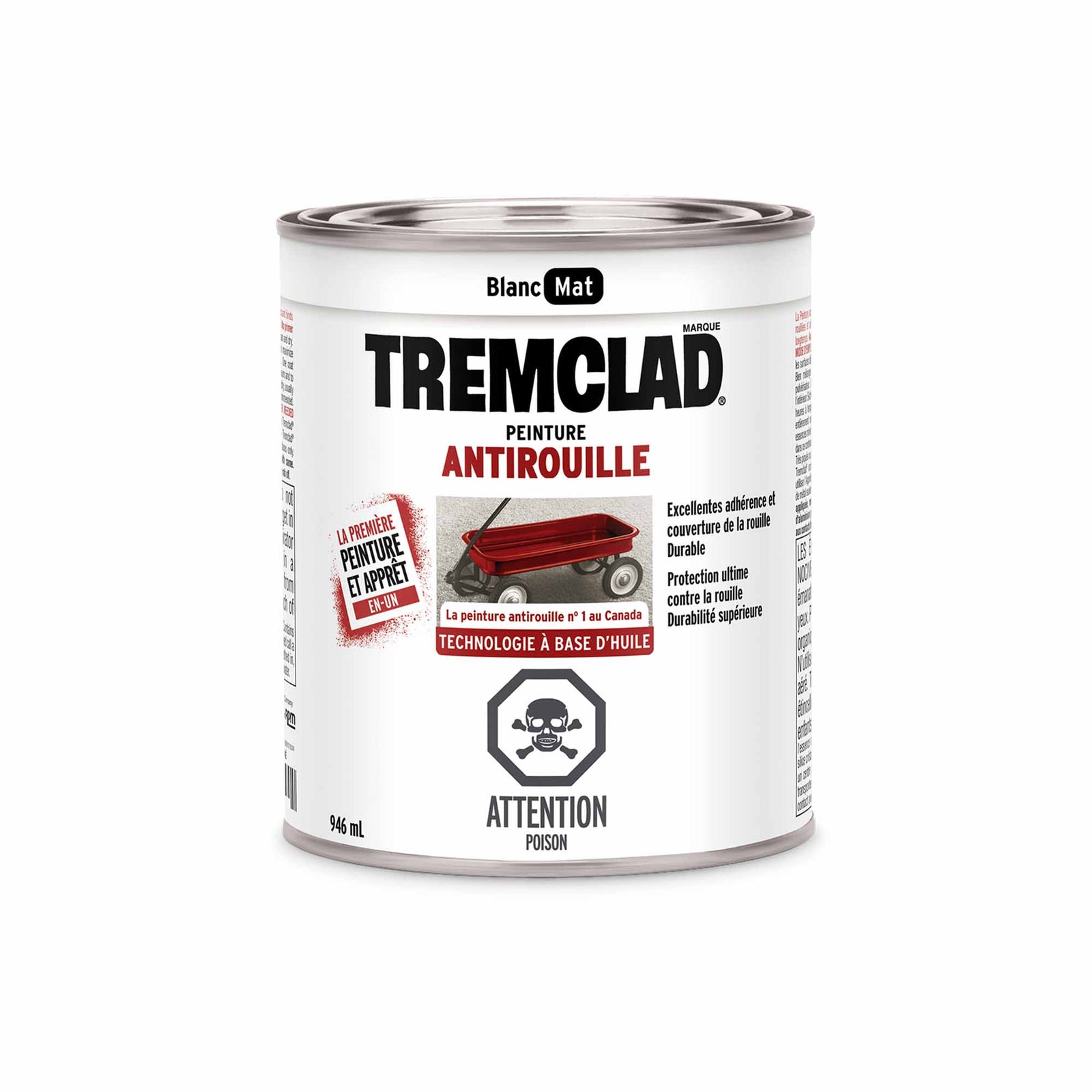 Tremclad peinture antirouille à base d'huile blanc mat, 946 ml