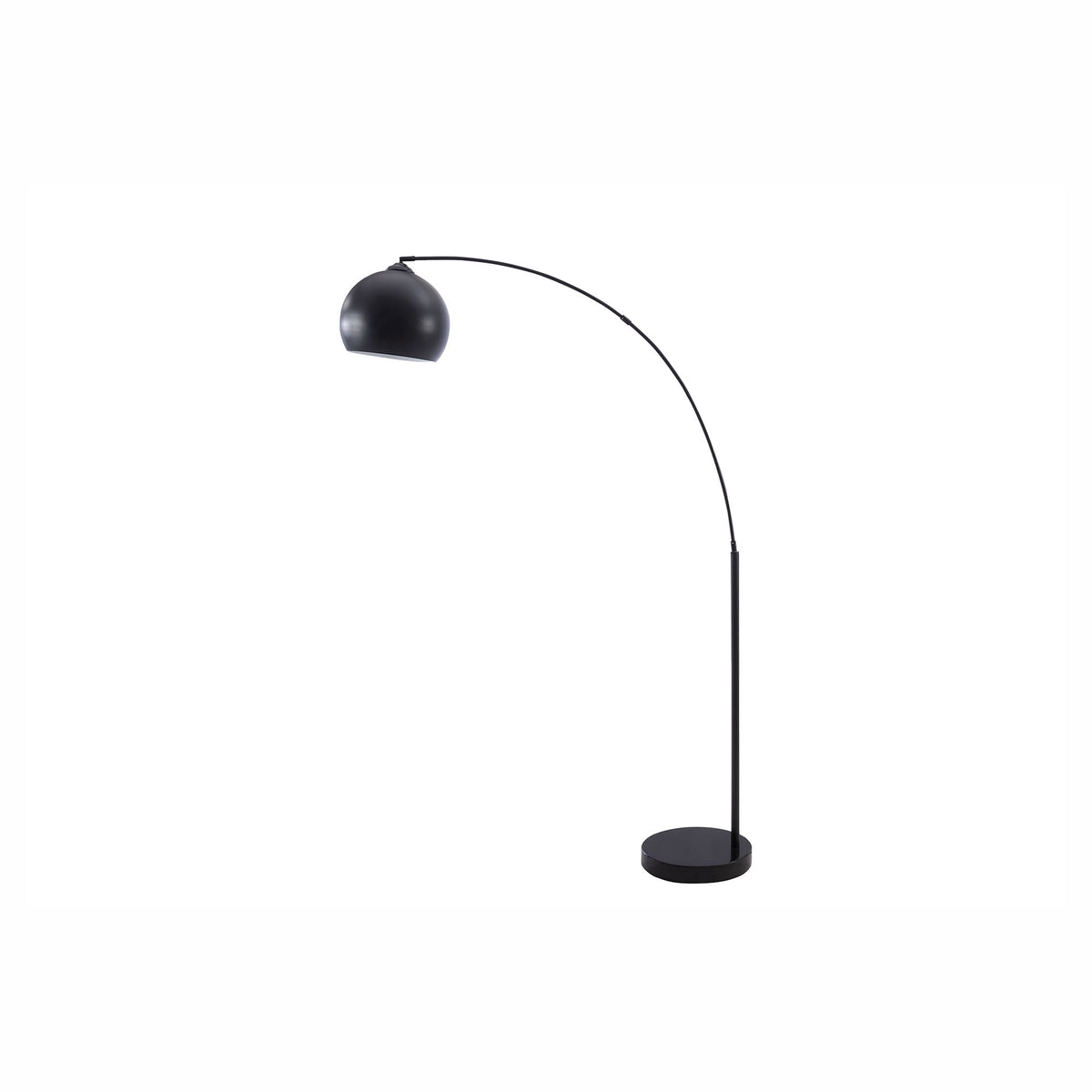 Lampe arquée sur pied en métal noir, 74"