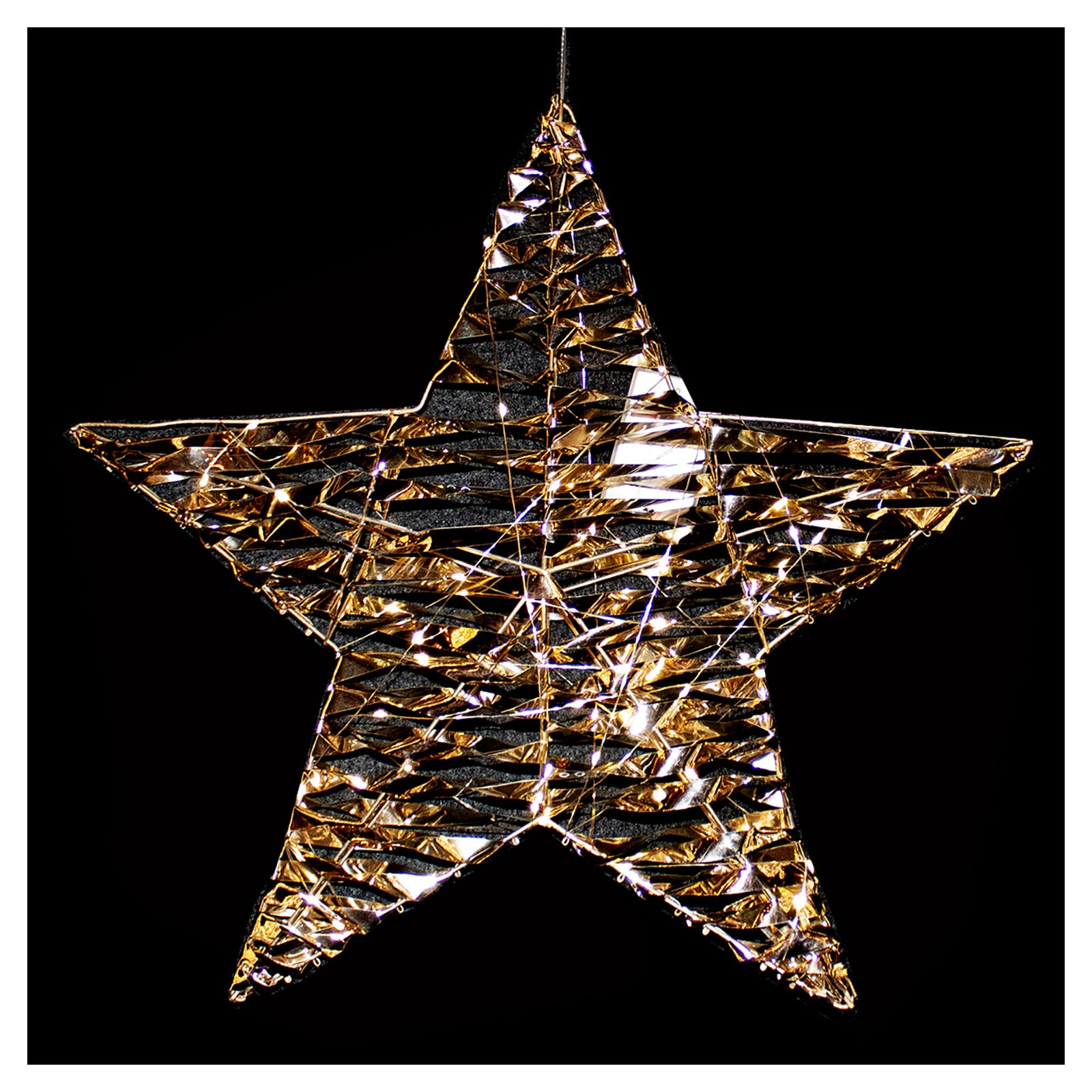 Étoile dorée illuminée à 30 DEL blanc chaud, 16''
