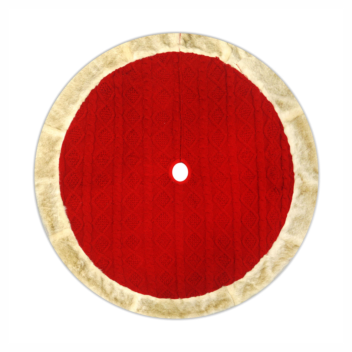 Jupe de sapin tricotée avec bordure en fausse fourrure, 48"