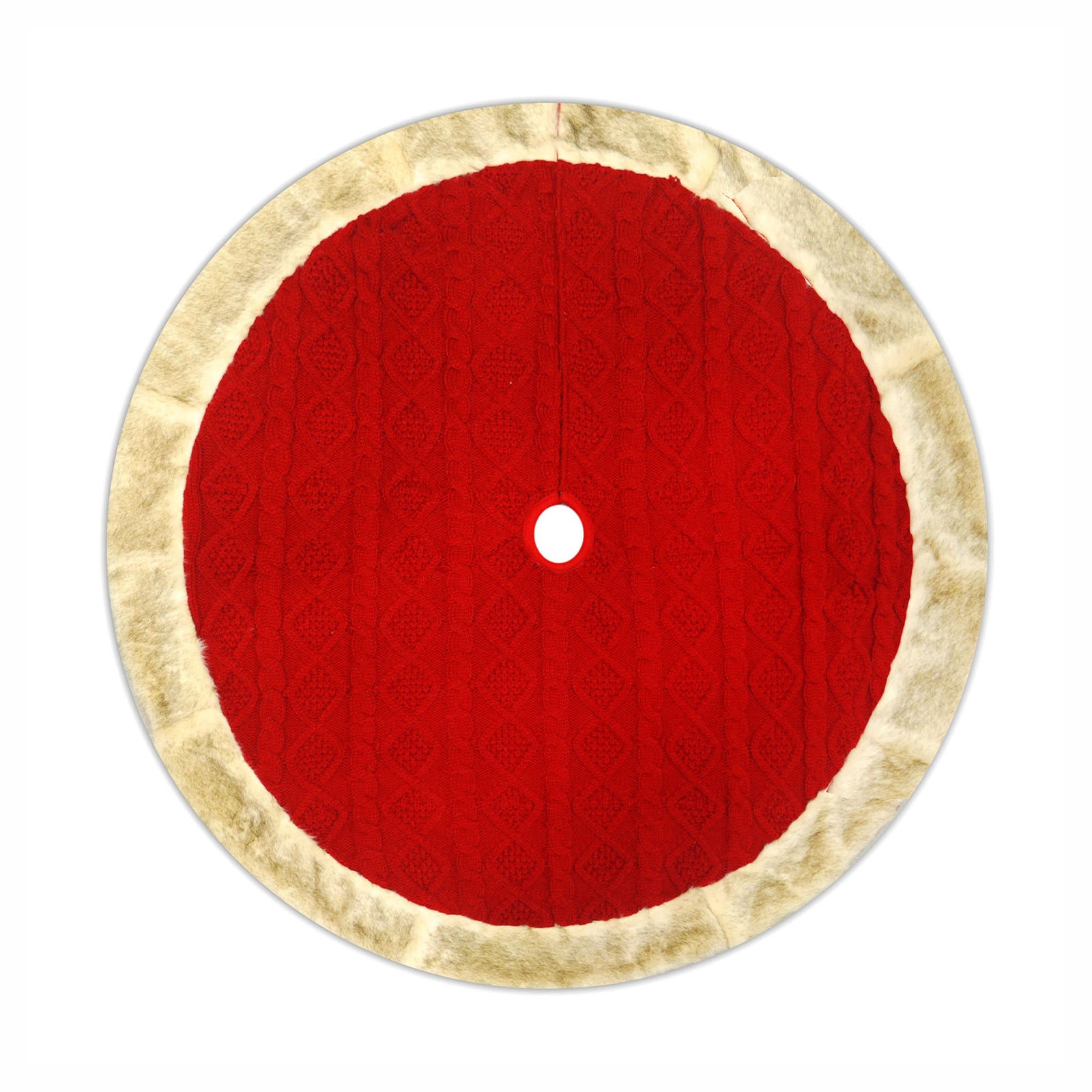 Jupe de sapin tricotée avec bordure en fausse fourrure, 48"