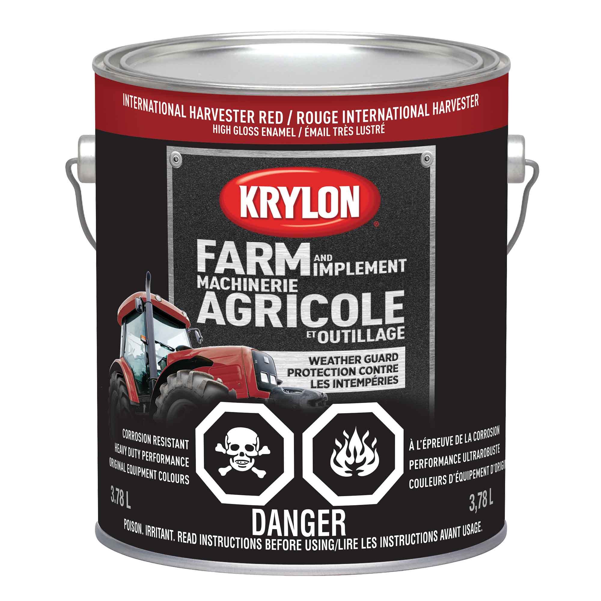 Peinture pour machinerie agricole et outillage émail très lustré rouge International Harvester, 3,78 L