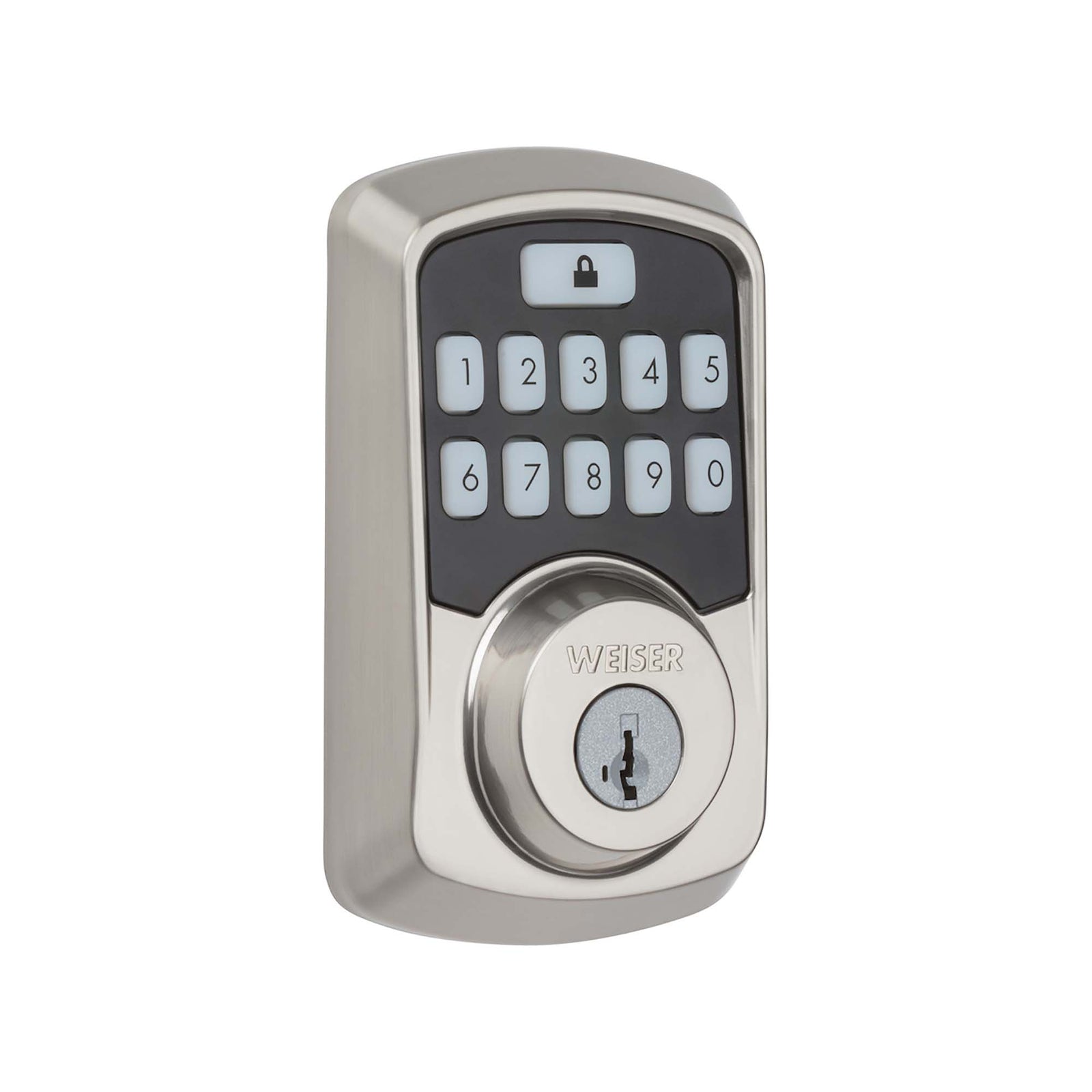 Pêne dormant électronique Aura, nickel satiné