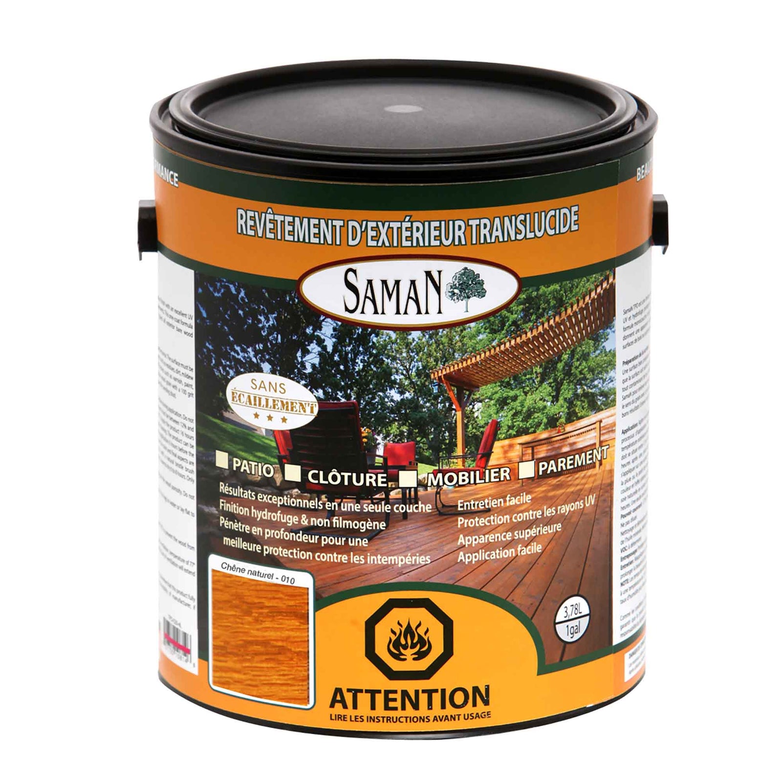 Revêtement d'extérieur translucide Chêne naturel, 3,78 L