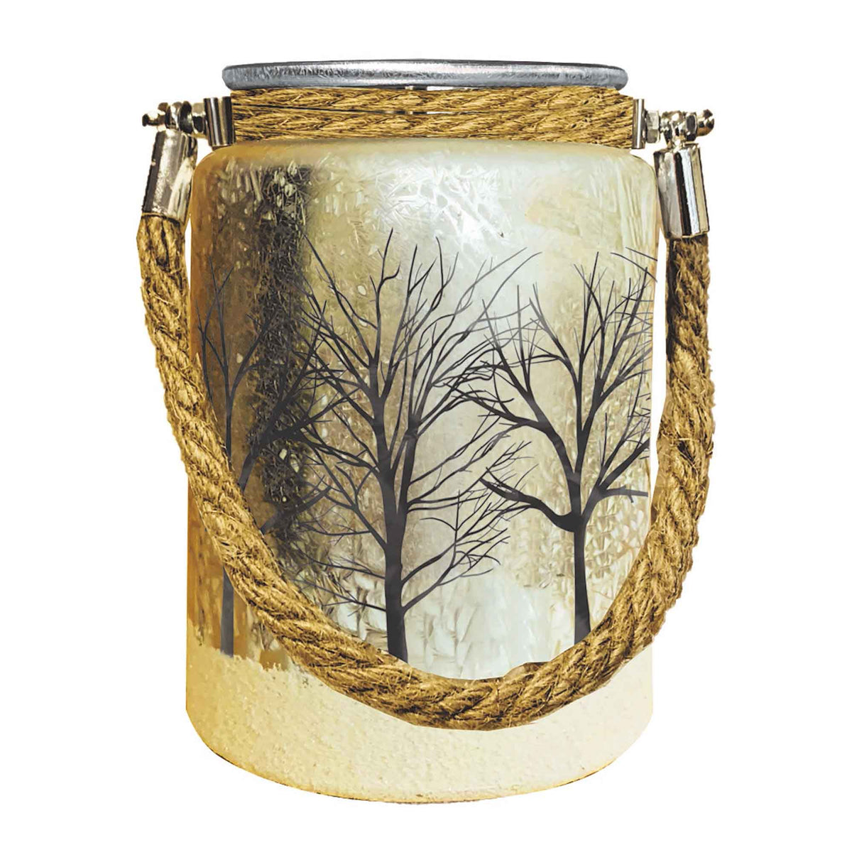 Lanterne blanche à DEL avec corde, 15 cm