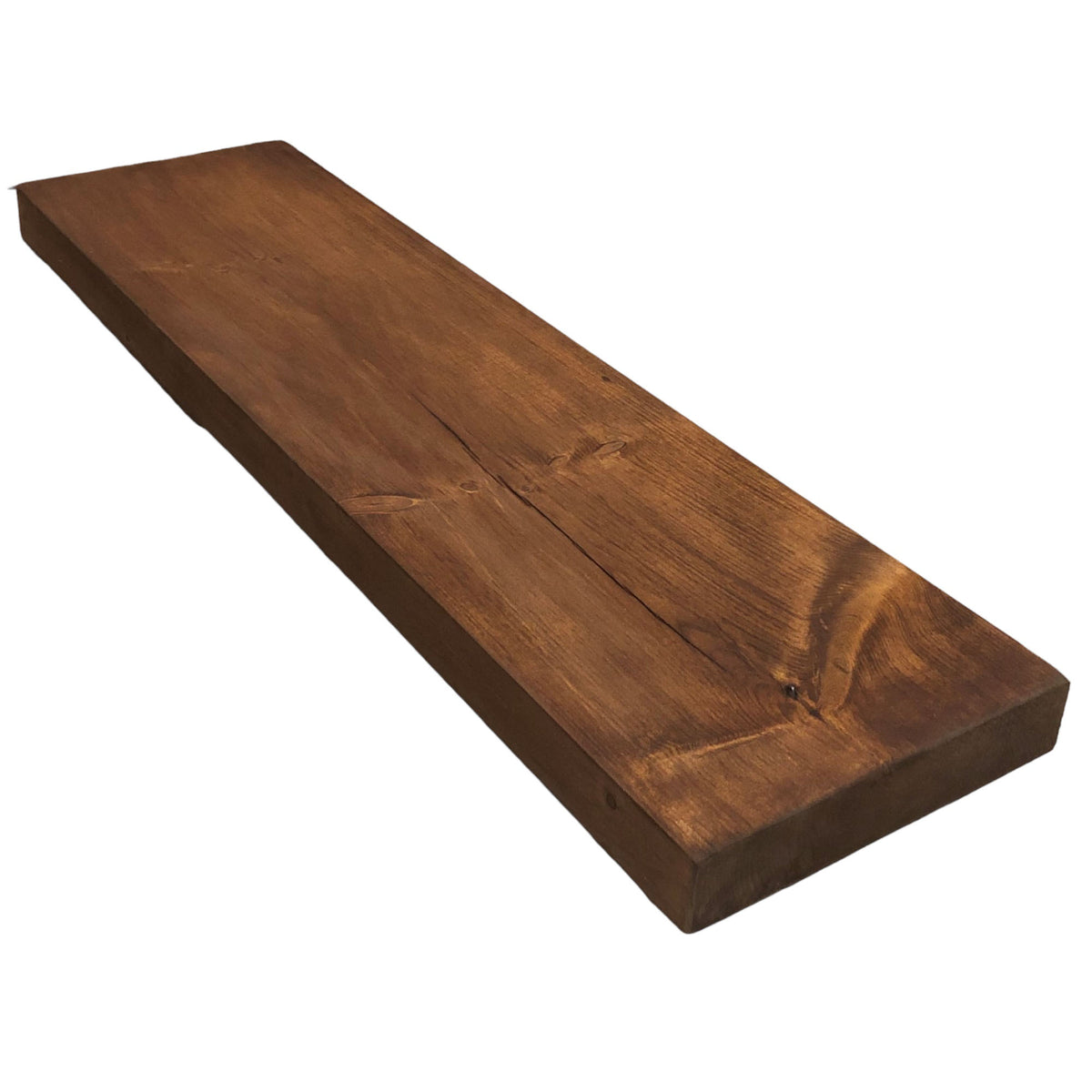 Tablette rustique en bois massif de couleur brun whisky, 48" x 8" x 2"