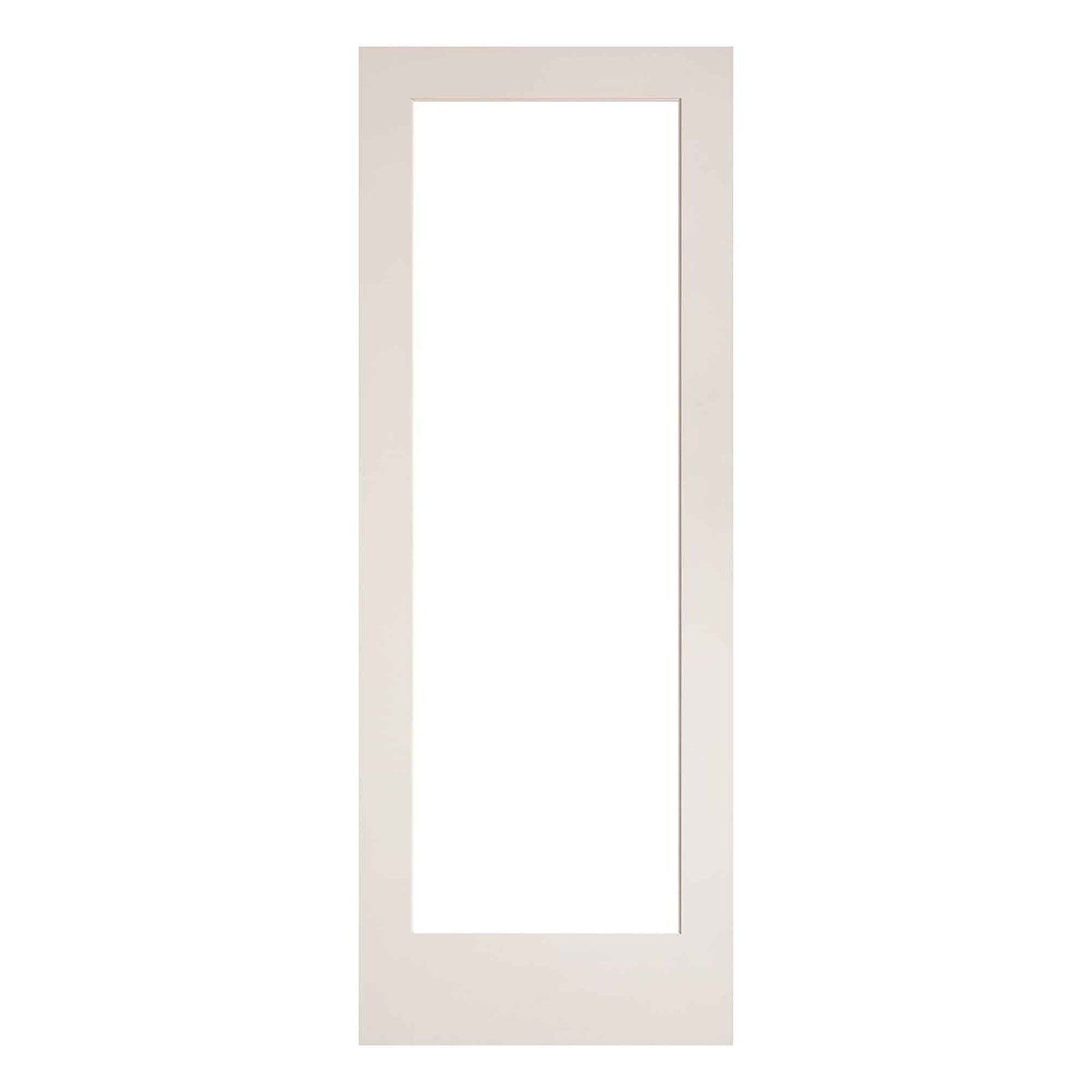 Porte Française de style Shaker à 1 verre clair avec apprêt blanc, 30'' x 80'' 