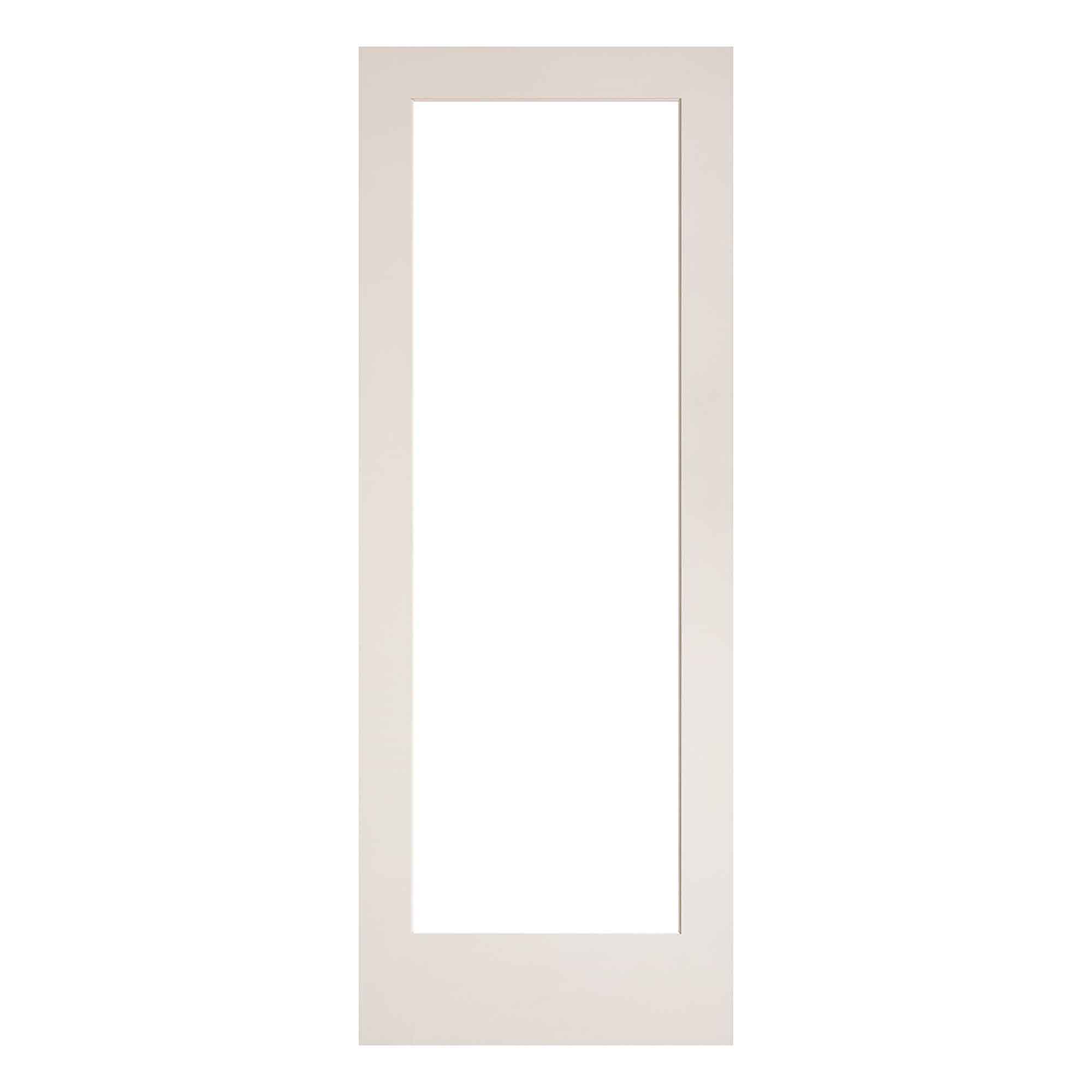 Porte Française de style Shaker à 1 verre clair avec apprêt blanc, 30'' x 80'' 