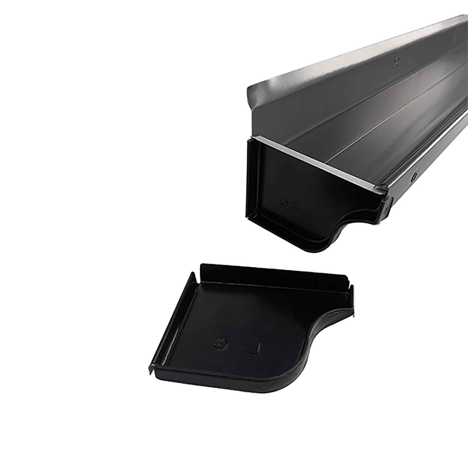 Embout de gouttière gauche en galvalume, noir