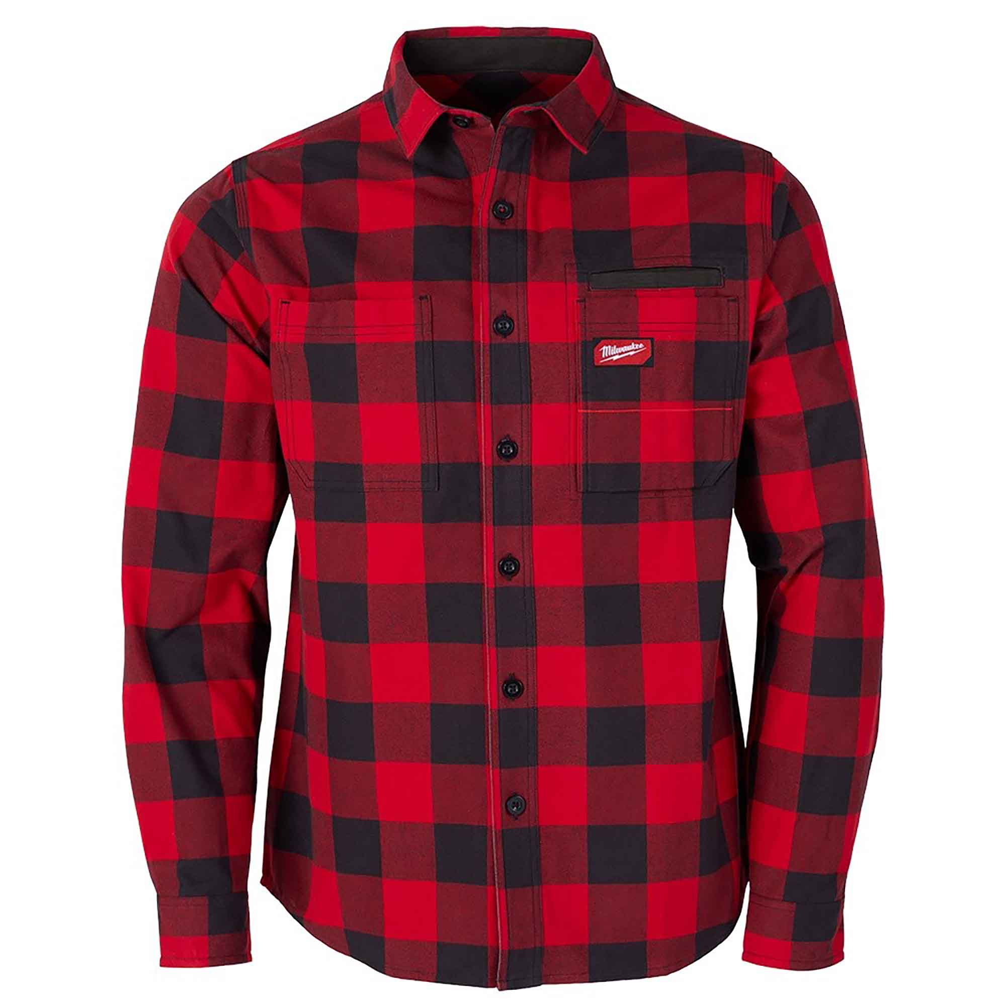 Chemise de travail en flanelle à carreaux Gridiron pour homme, rouge (2T - grand)