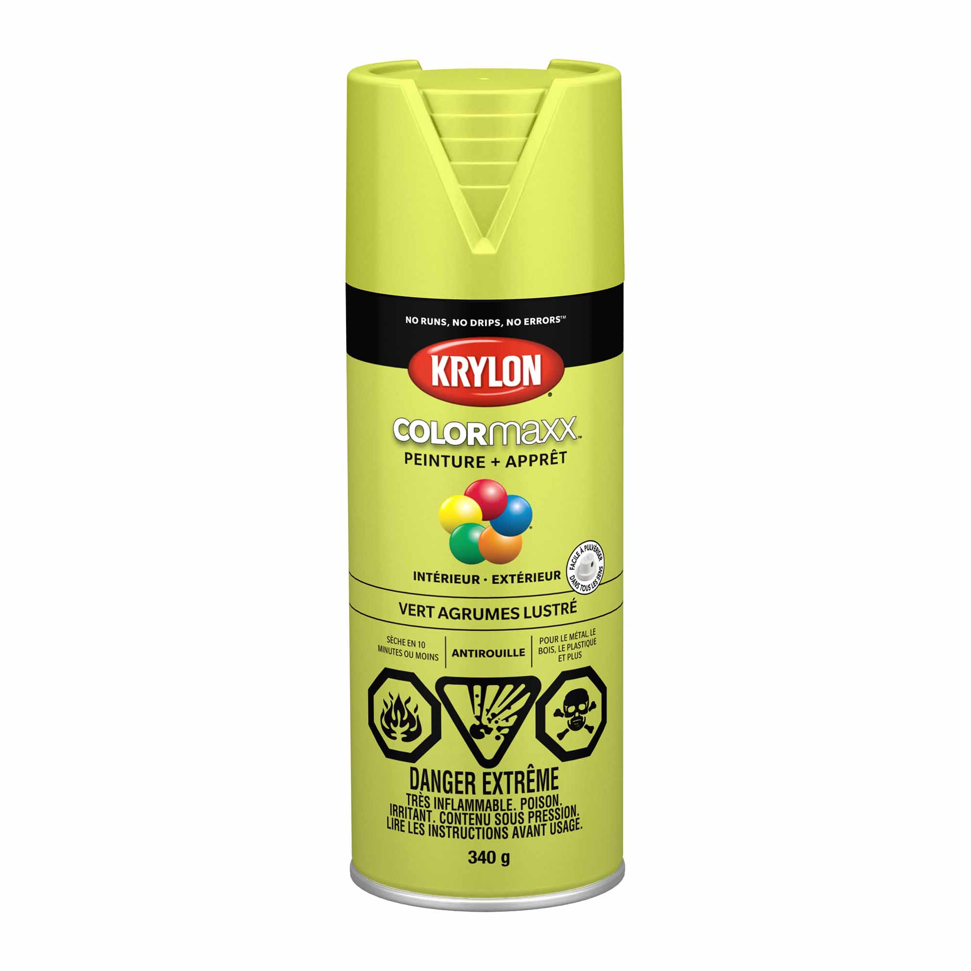 Krylon aérosol COLORMAXX peinture + apprêt vert agrumes lustré, 340 g