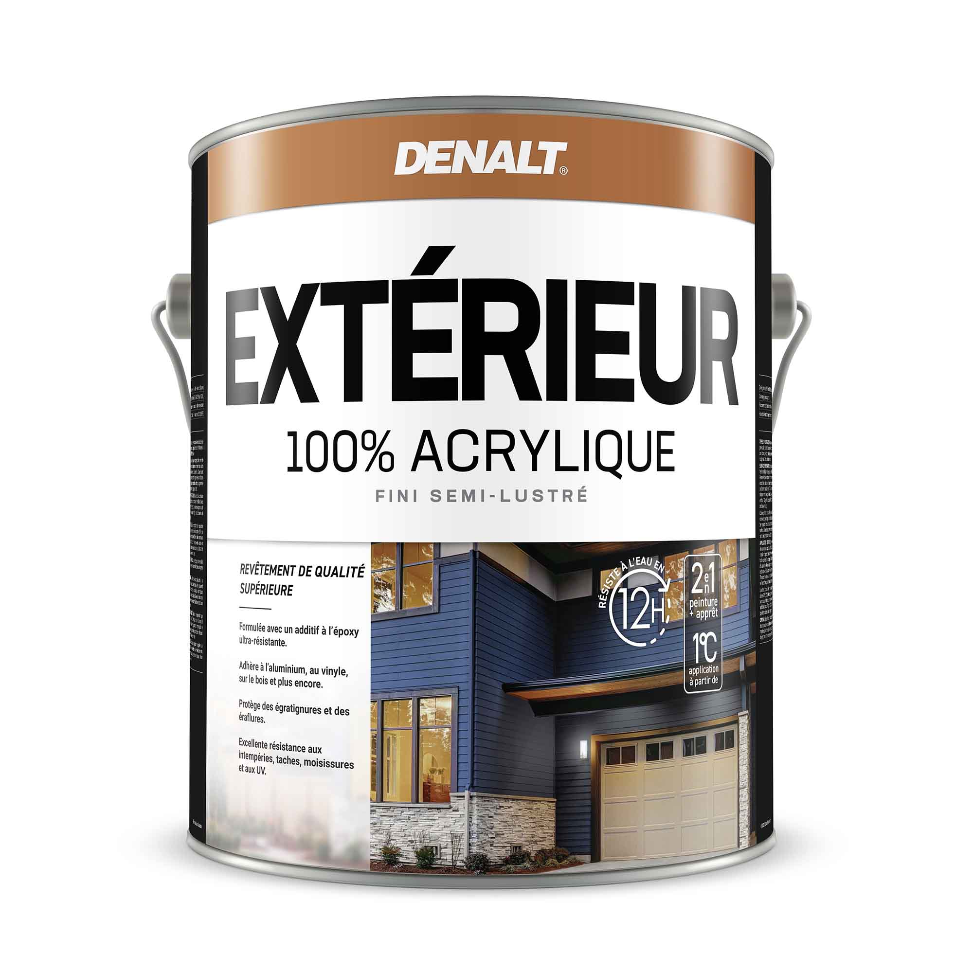 Revêtement Extérieur 100 % acrylique semi-lustré blanc naturel, 3,7 L