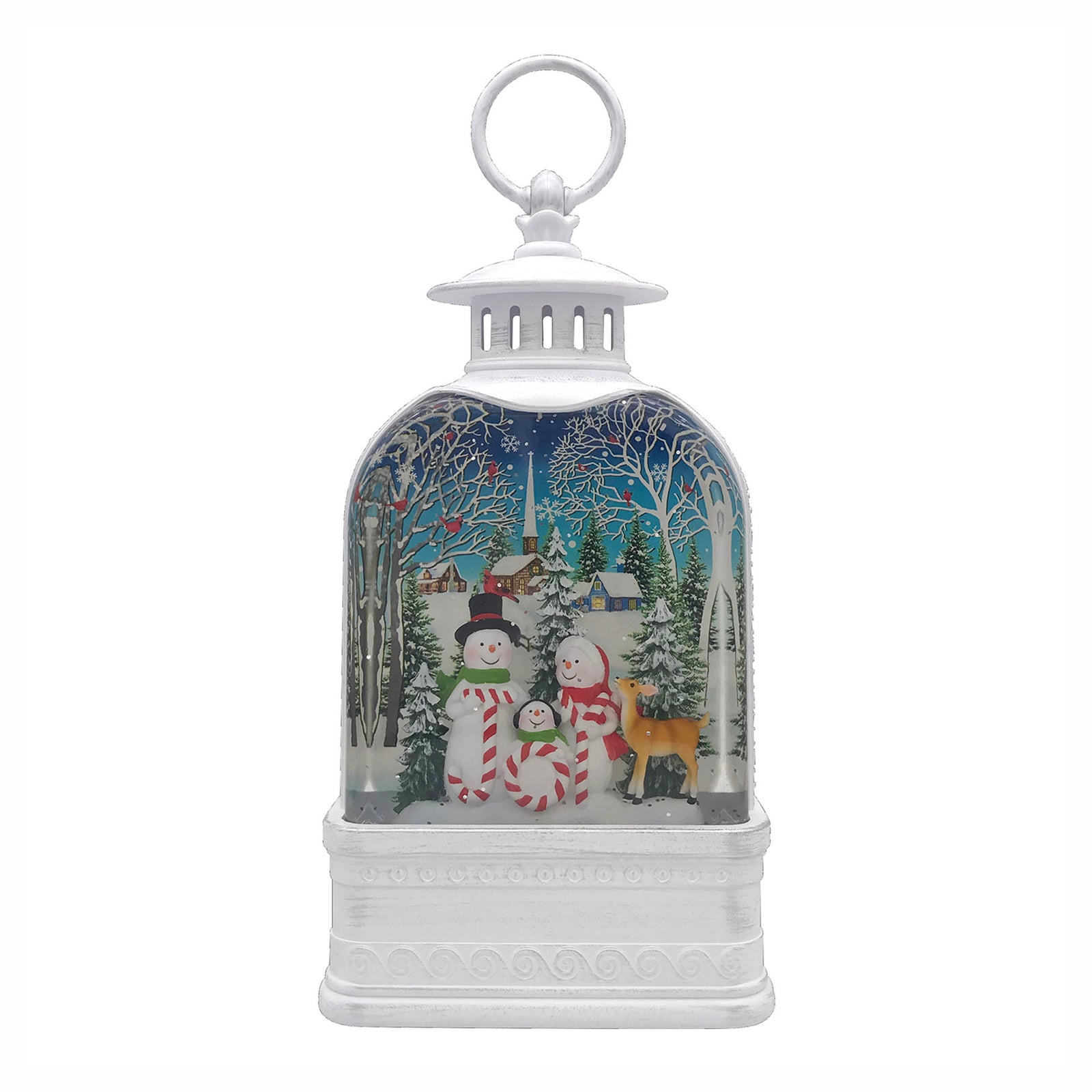 Lanterne rotative à eau avec bonshommes de neige dans un tourbillon scintillant, 9,5"