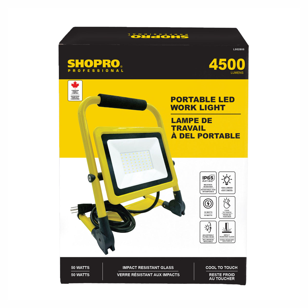 Lampe de travail à DEL portative, 4 500 L / 50 W
