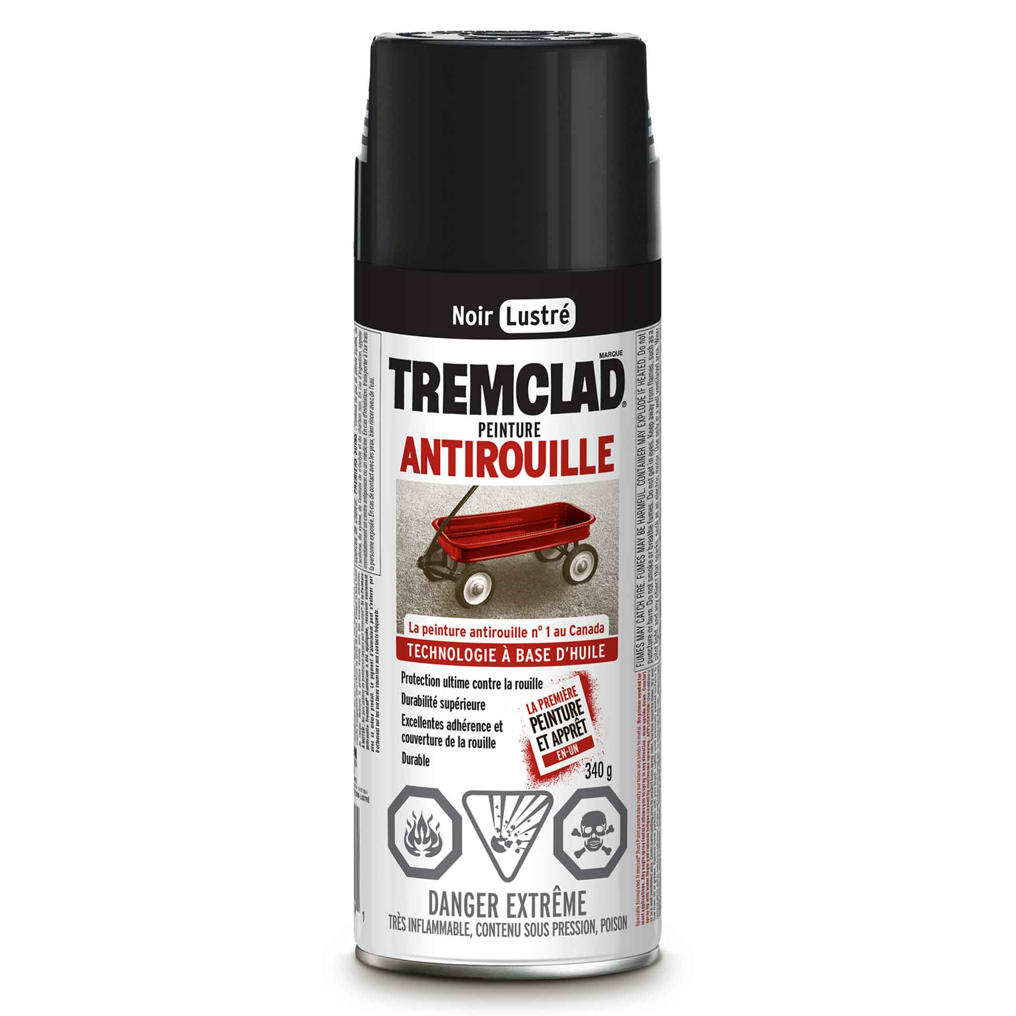 Tremclad peinture aérosol antirouille à base d'huile noir lustré, 340 g