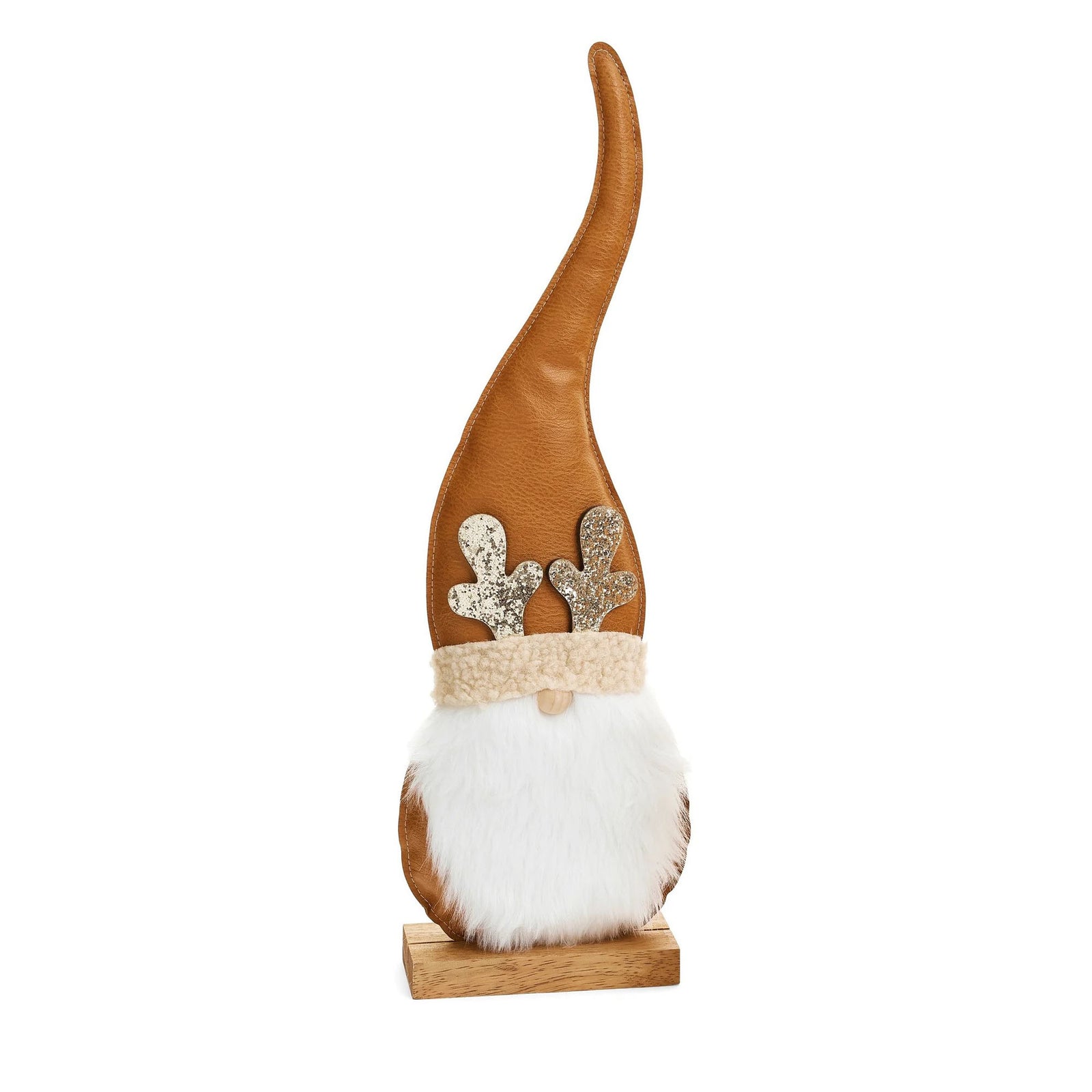 Grand gnome décoratif en simili cuir bronze, 6,5'' x 12''