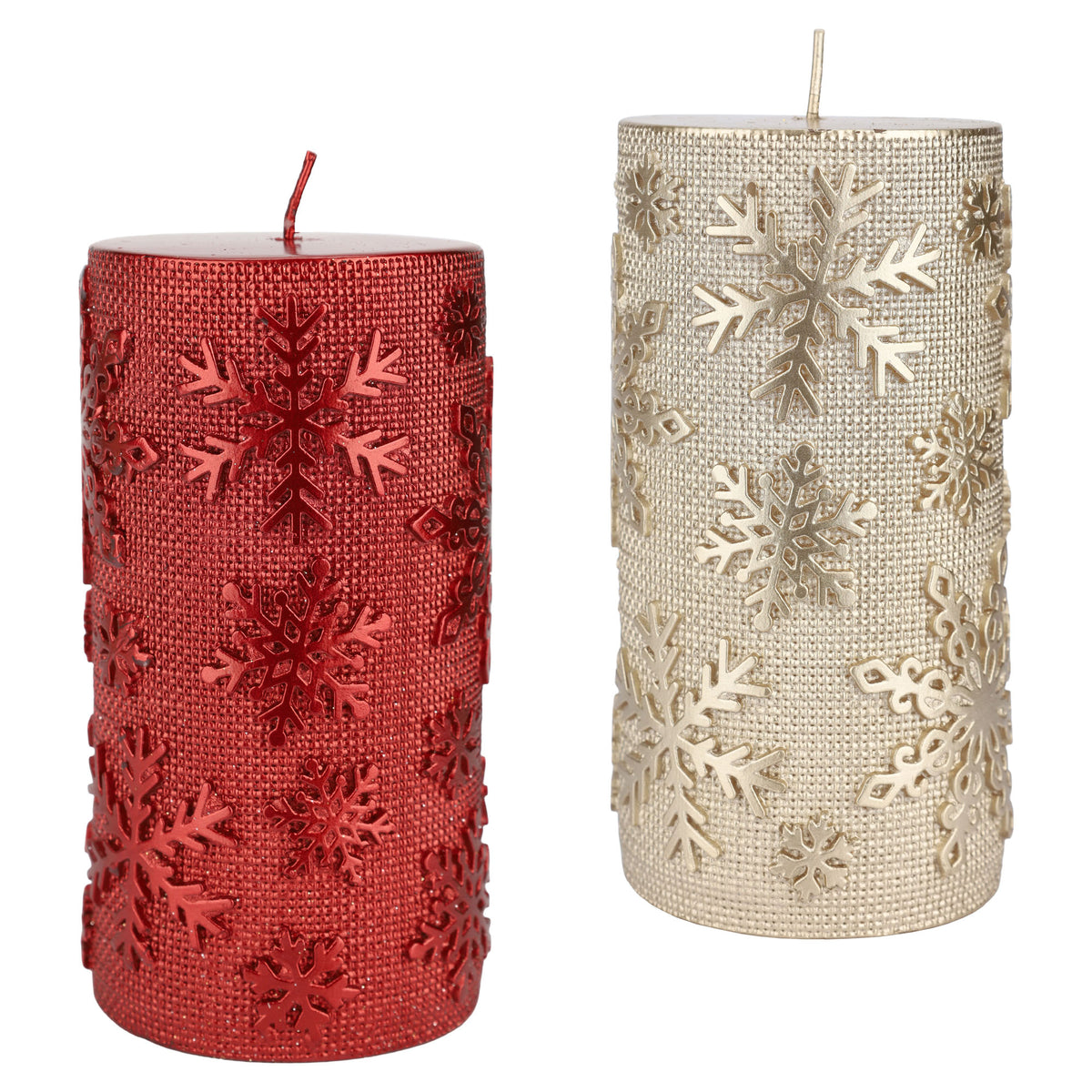 Bougie de Noël en paraffine avec des motifs de flocon de neige, 5,51" (choix entre 2 couleurs)