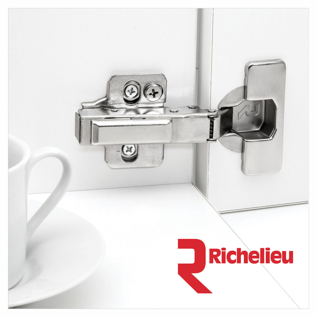 Charnière à fermeture amortie série RCS de 105° à plein recouvrement pour armoire sans cadre, 2 unités