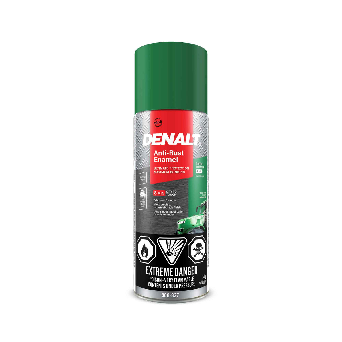 Émail antirouille en aérosol à base d’huile, 340 g (vert John Deere lustré)