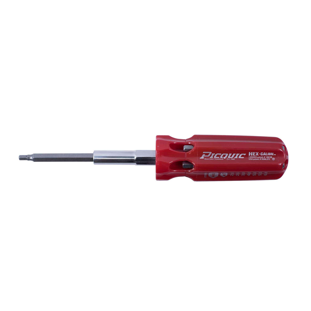 Tournevis multifonction HEX-CALIBRE HEX MM de taille standard avec embouts de 3'', 7 en 1 (rouge)