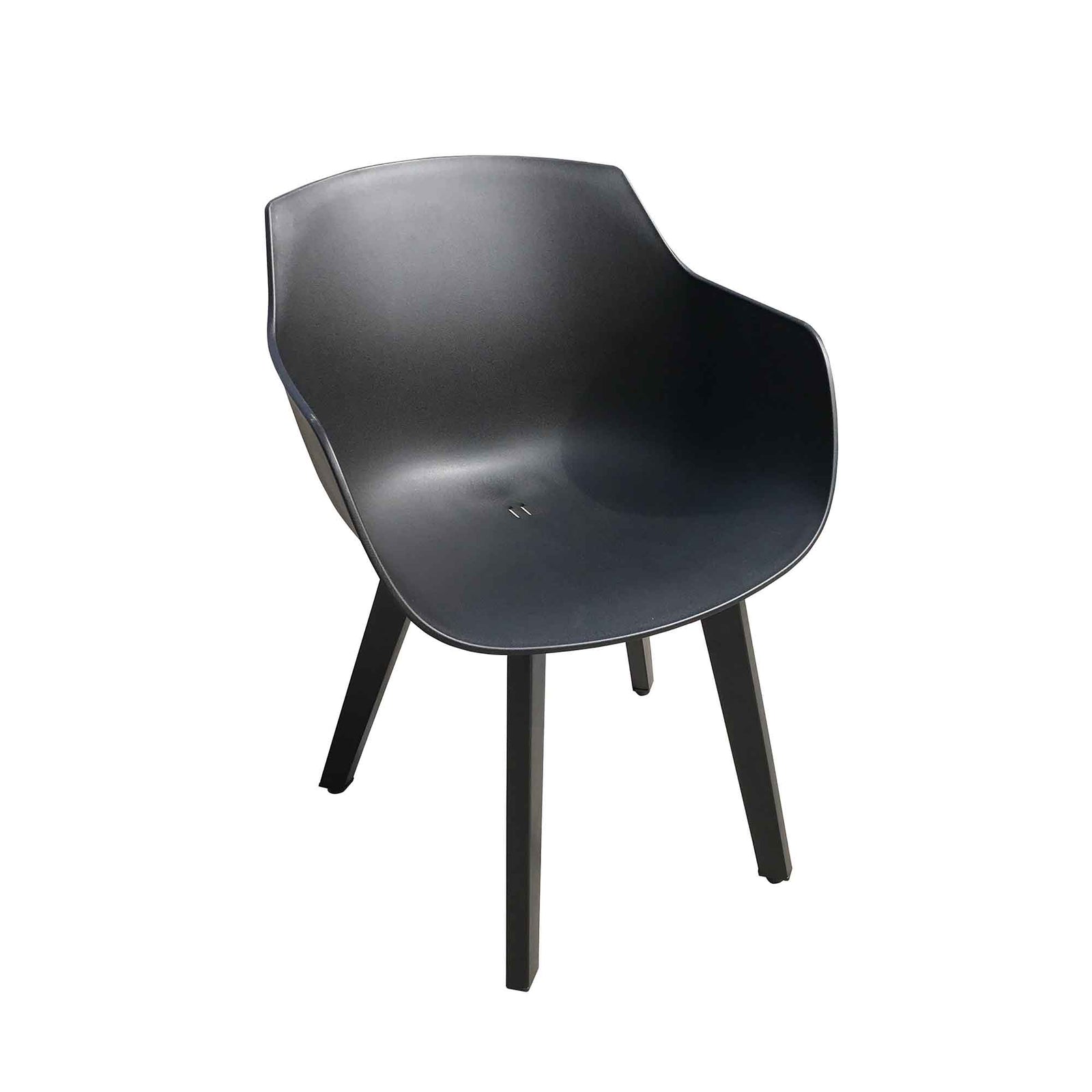 Fauteuil en plastique moulé pour intérieur ou extérieur, noir