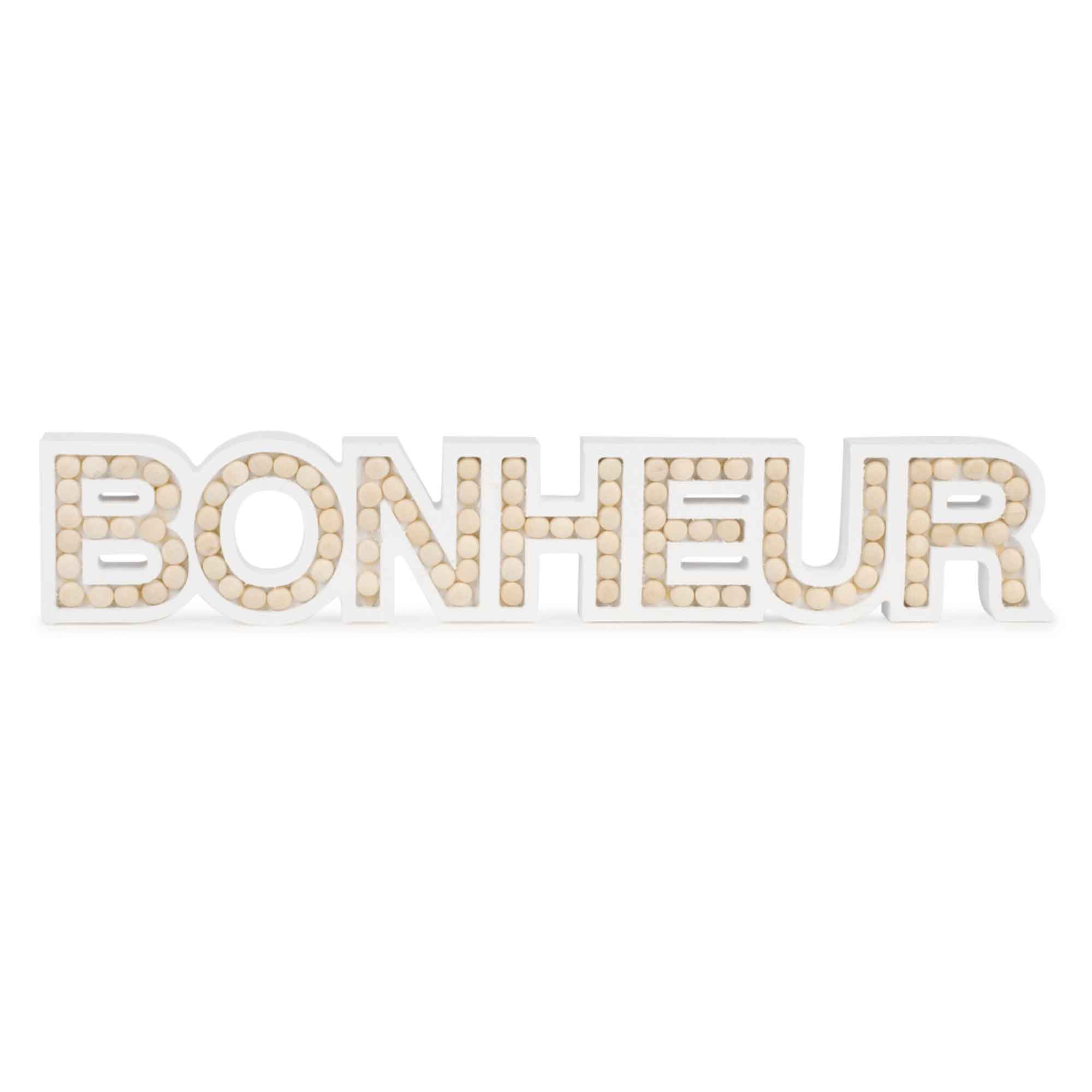 Décoration autoportante ''BONHEUR'', 15-1/2" x 1" x 3"