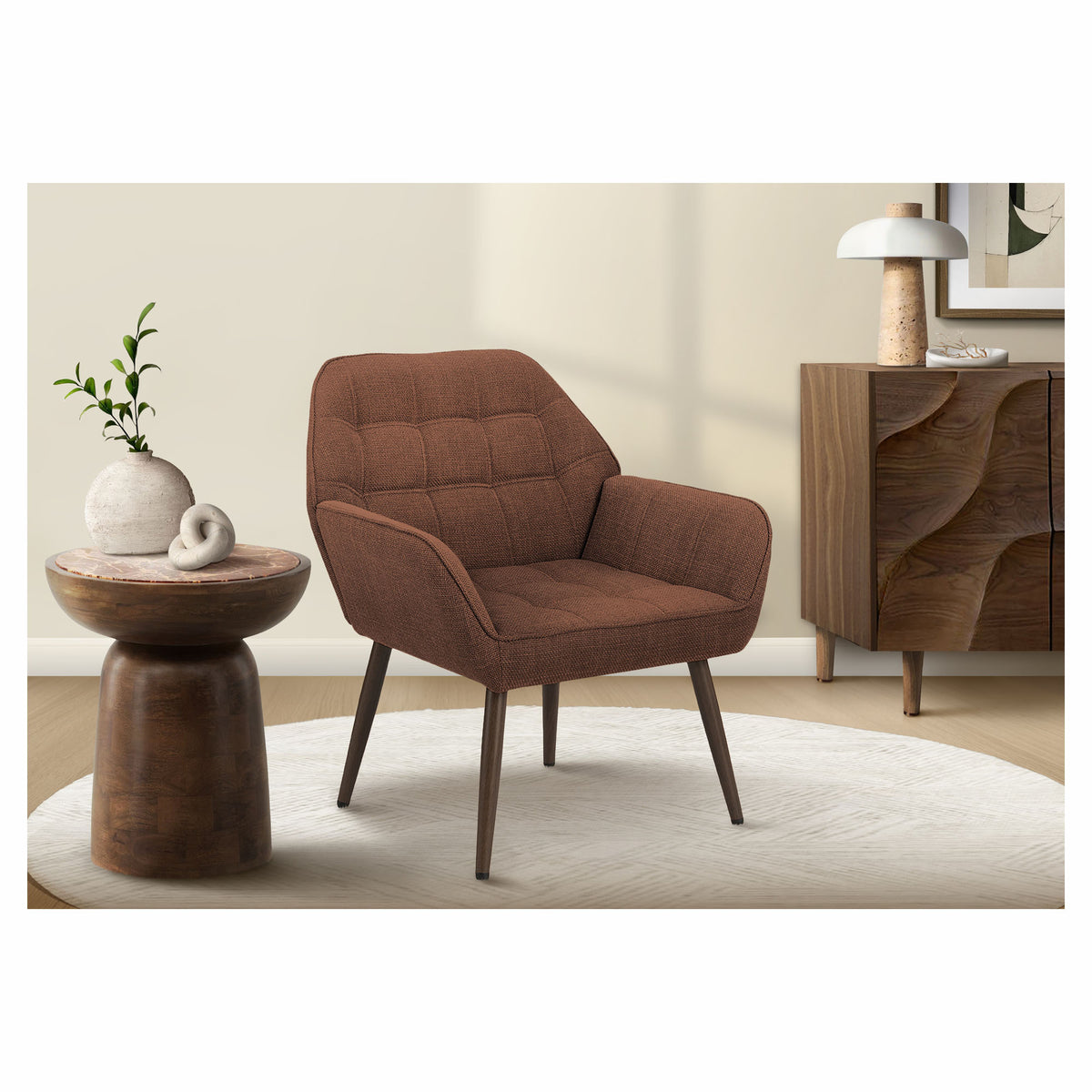 Fauteuil d’appoint en tissu de couleur rouille, 33"