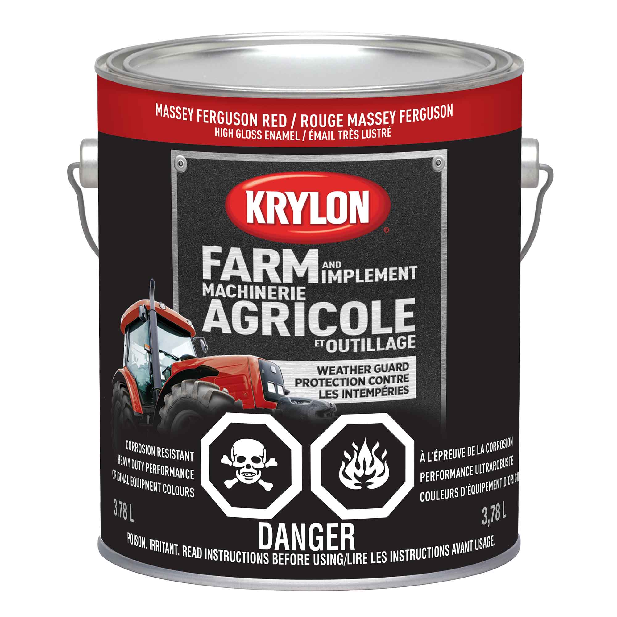 Peinture pour machinerie agricole et outillage émail très lustré rouge Massey Ferguson, 3,78 L