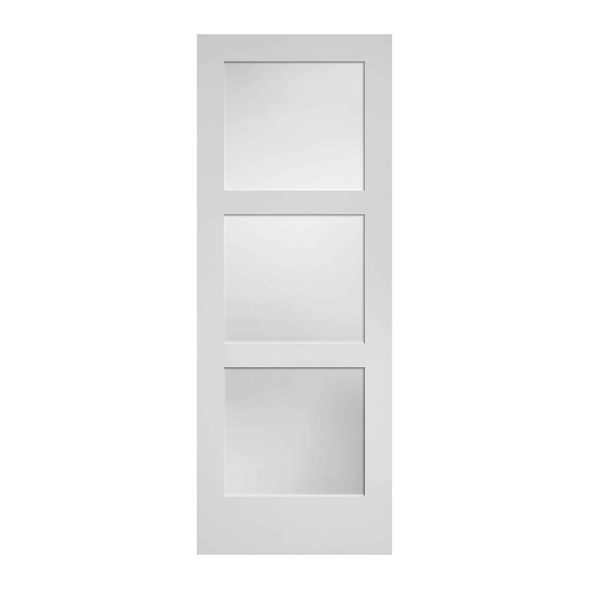 Porte Française de style Shaker à 3 verres laminés avec apprêt blanc, 30&#39;&#39; x 80&#39;&#39; 