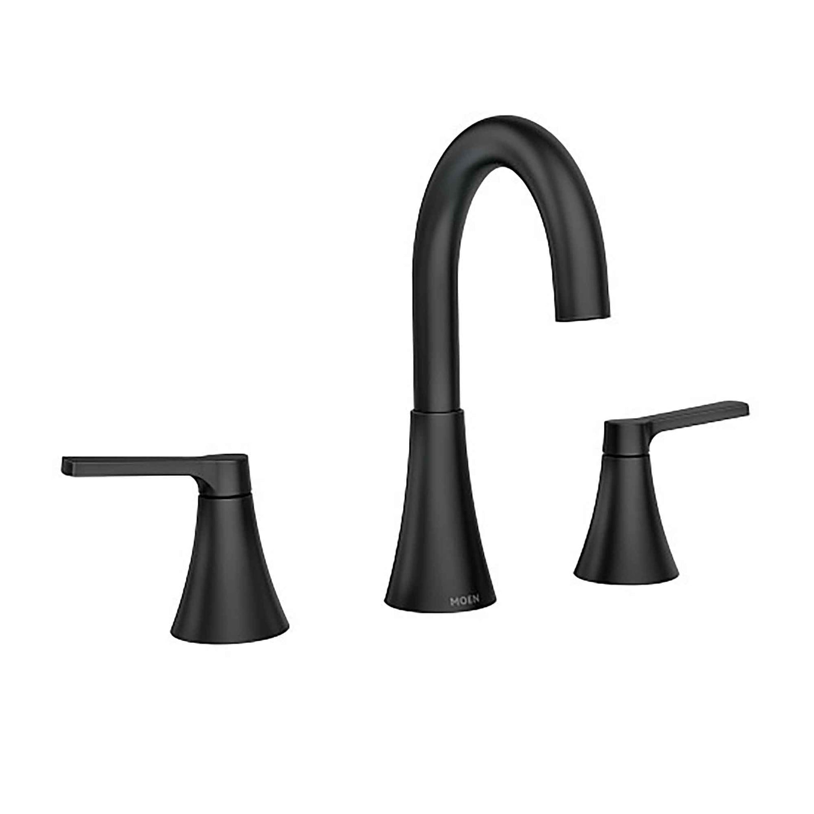 Robinet de salle de bain Mikah à 2 poignées et à grand arc, noir mat (8" à 16")  