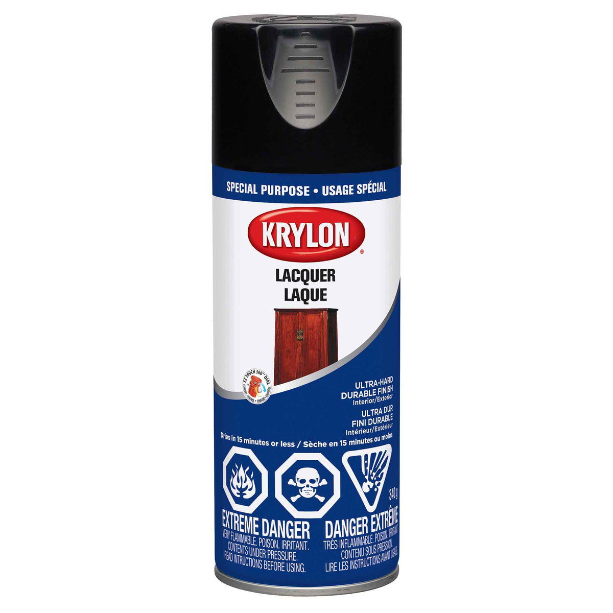 Krylon aérosol laque noir lustré, 340 g