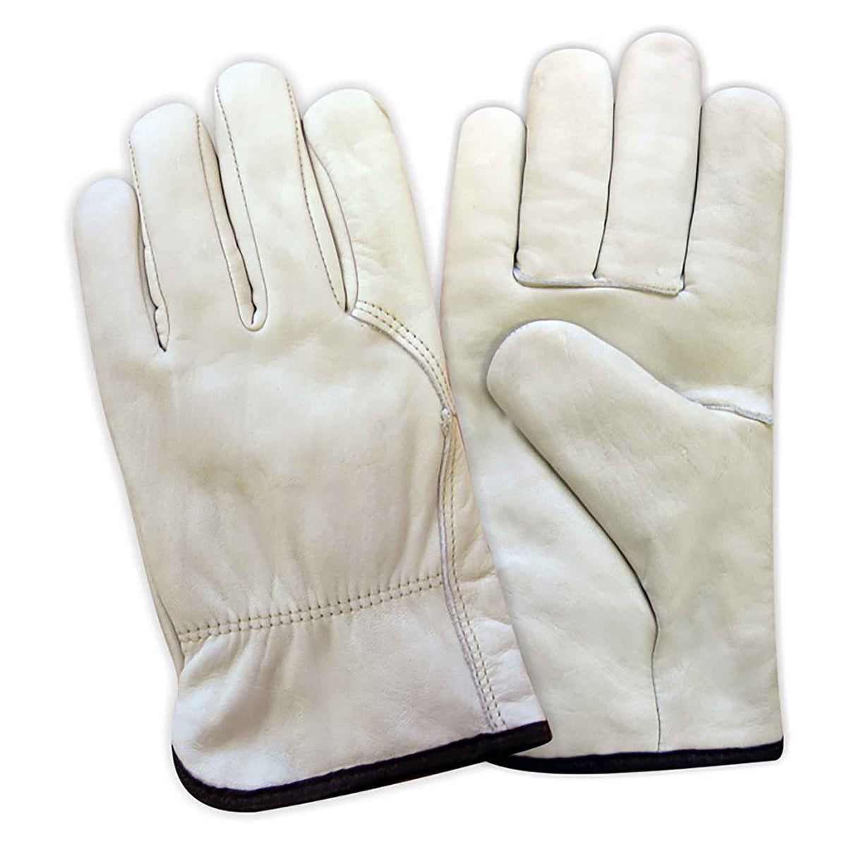 Gants en cuir pleine fleur de type conducteur, T-grand (blanc)