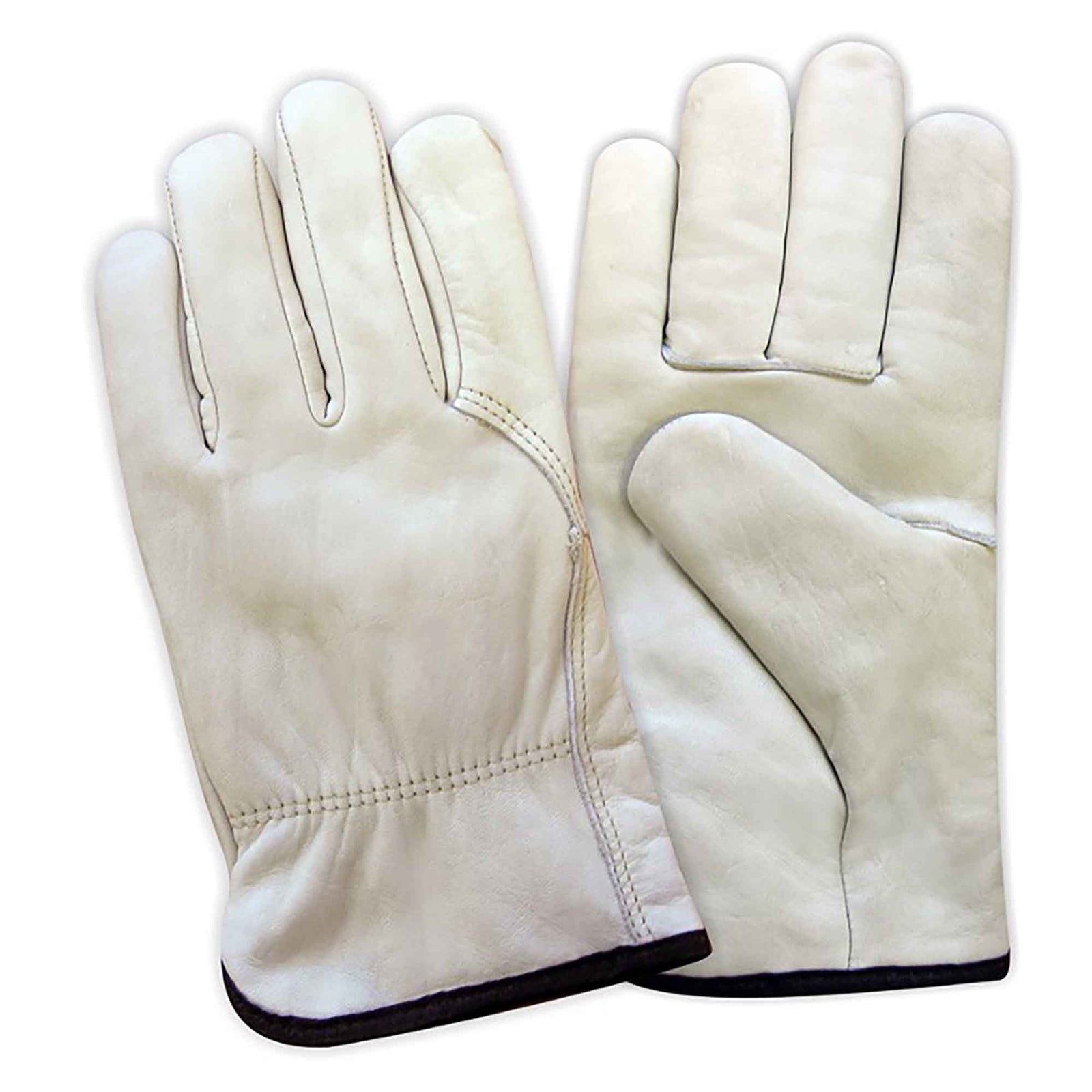 Gants en cuir pleine fleur de type conducteur, T-grand (blanc)