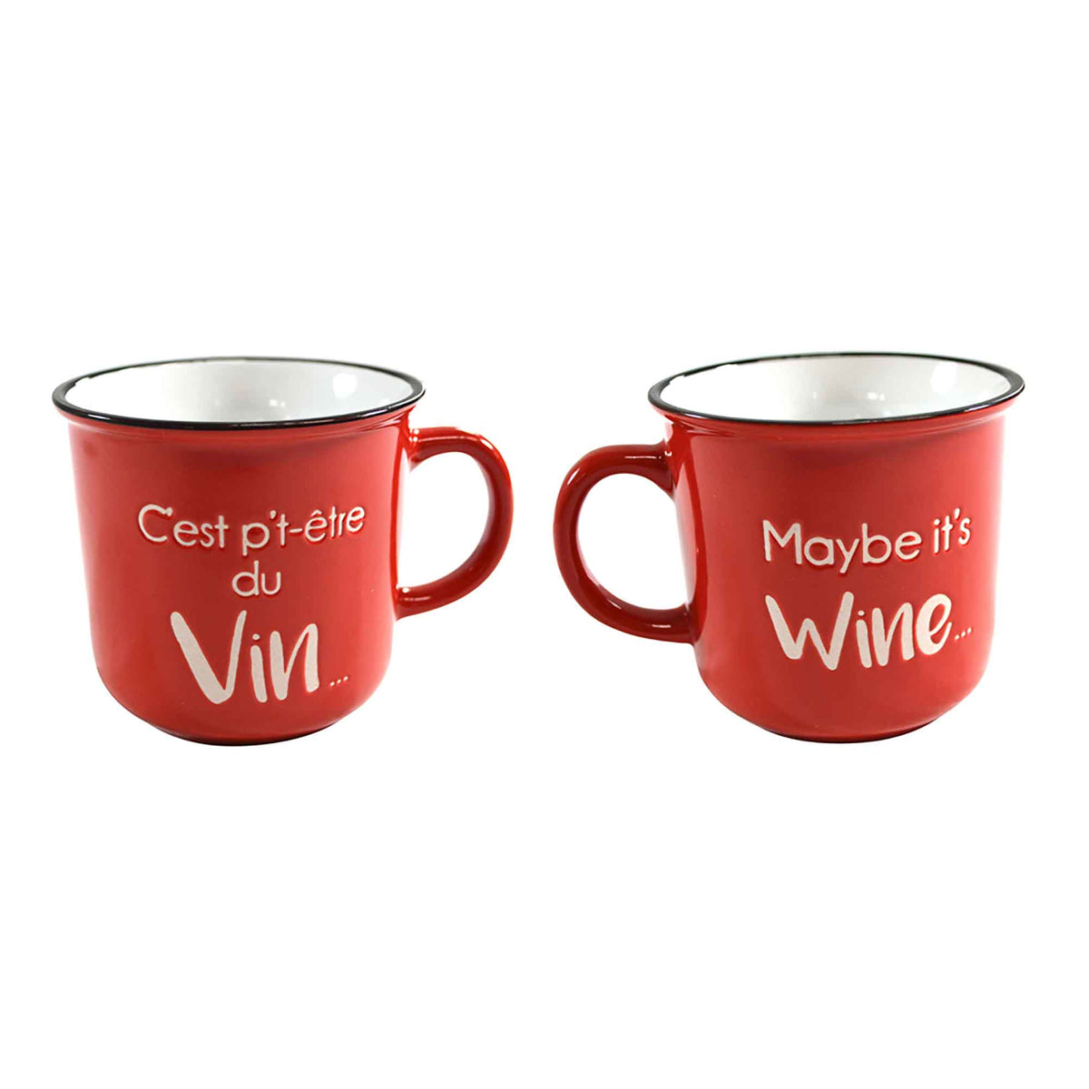 Tasse en céramique avec écriture en français &quot;C’est p&#39;t-être du Vin...&quot;