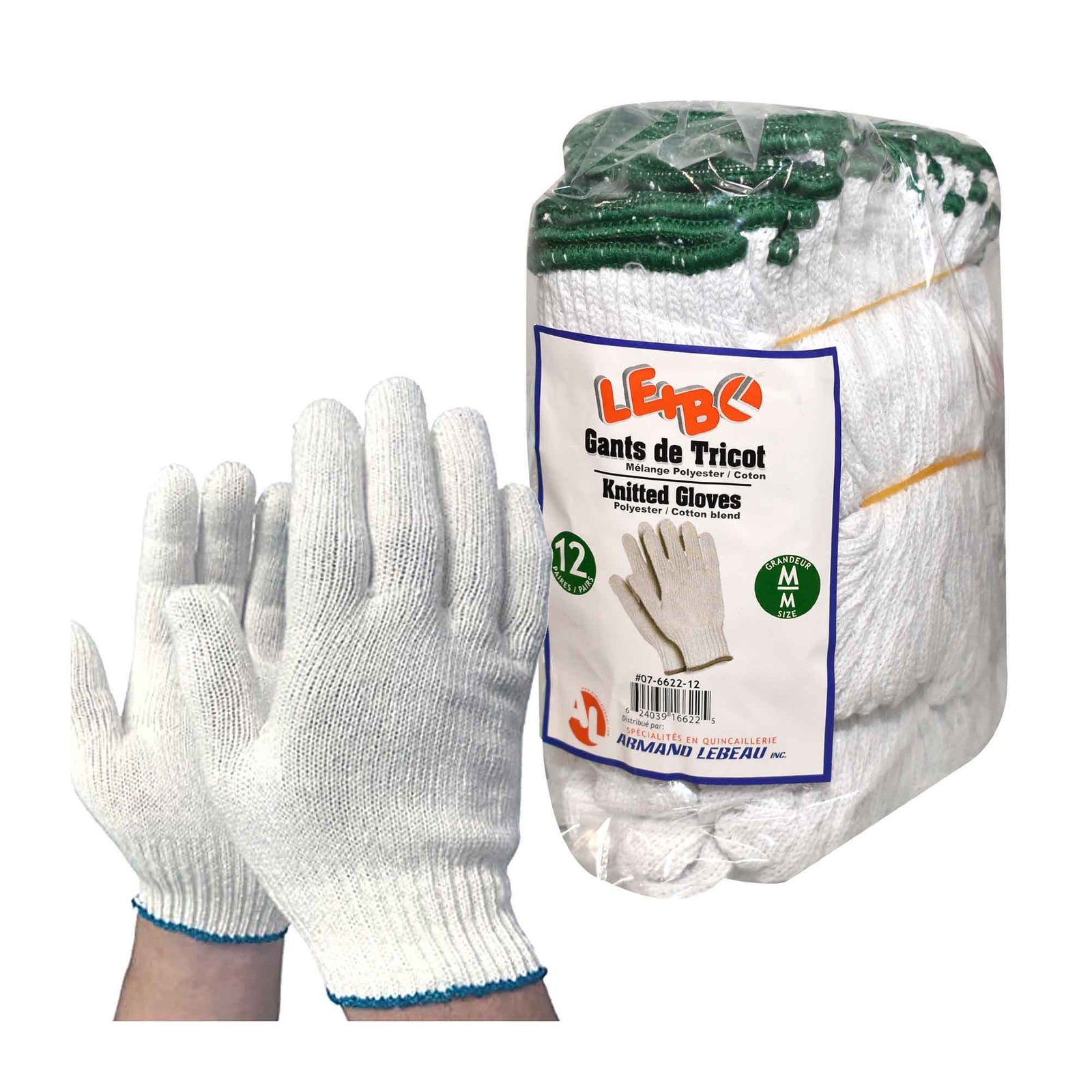 Gants de tricot de grandeur moyenne, 12 paires