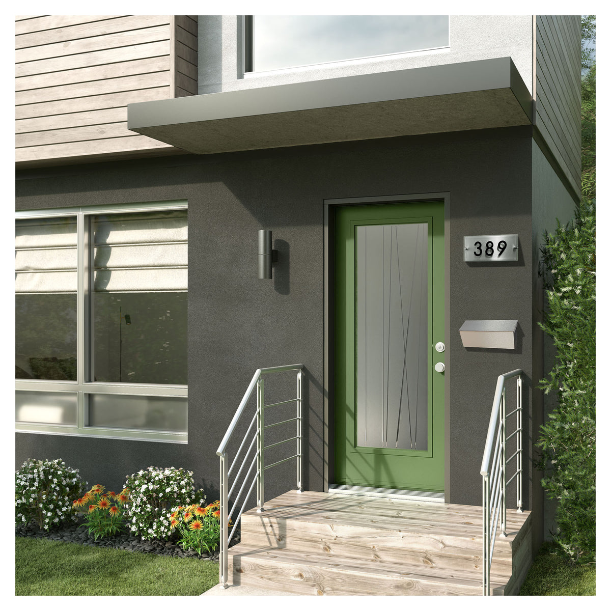 Plaque d'adresse contemporaine en plexiglas et alumipanel, 15''